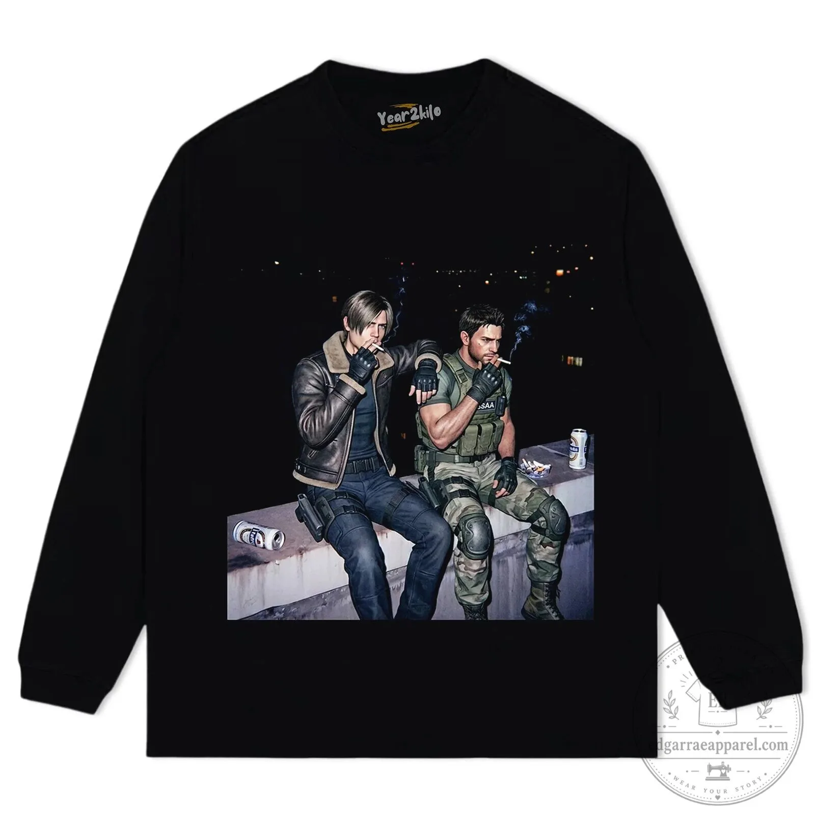 Resident Evil Leon S. Kennedy and Chris Redfield Smoking T-Shirt 17 Resident Evil Leon S. Kennedy and Chris Redfield Smoking T-Shirt