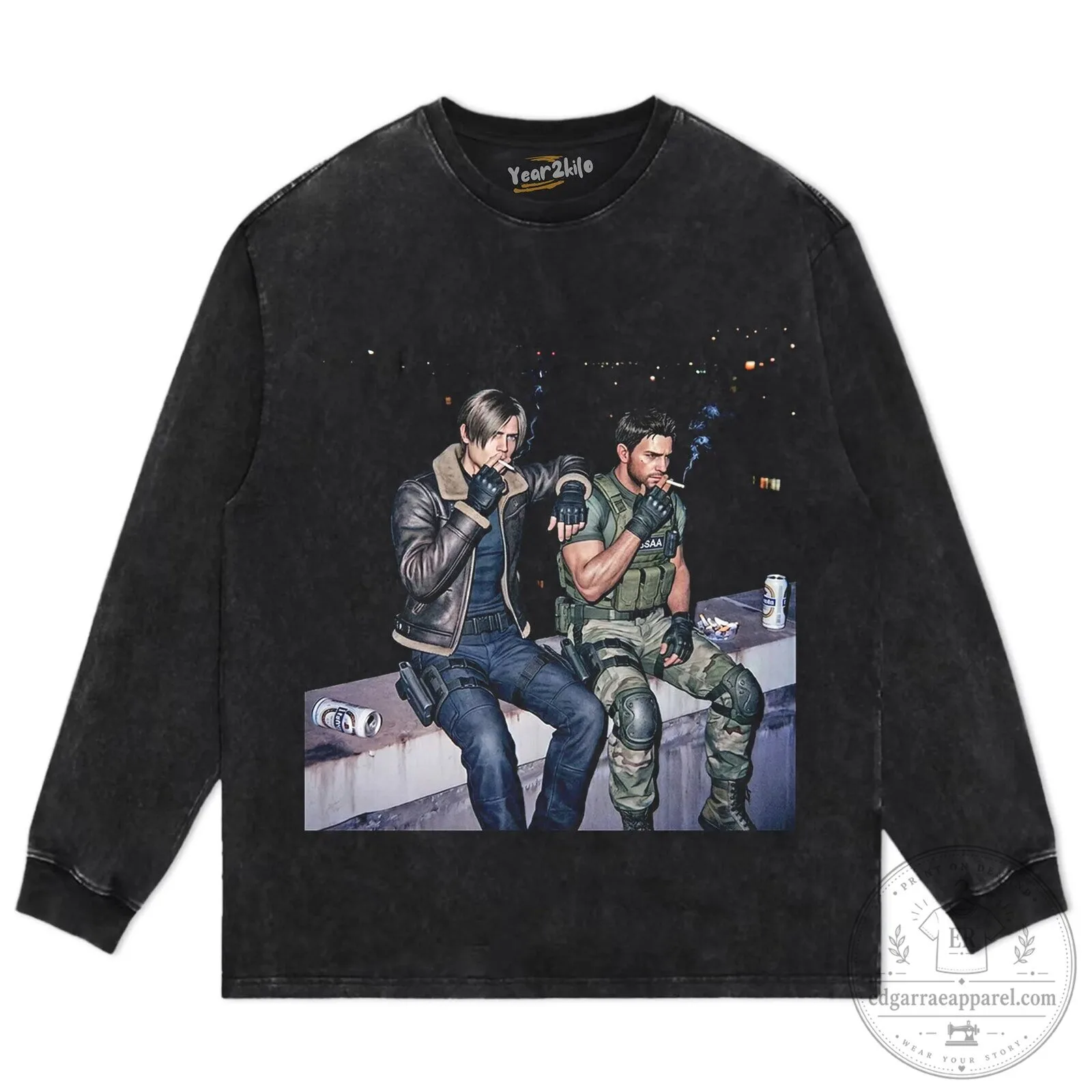 Resident Evil Leon S. Kennedy and Chris Redfield Smoking T-Shirt 18 Resident Evil Leon S. Kennedy and Chris Redfield Smoking T-Shirt