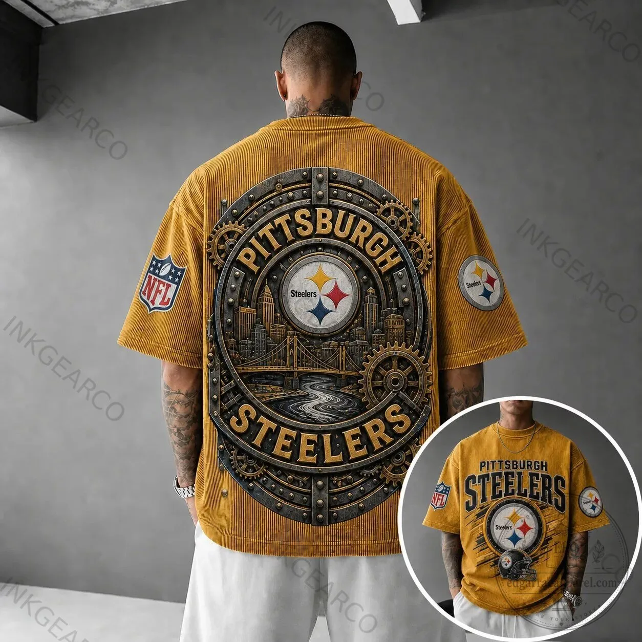 Pittsburgh Steelers NFL Football Team Logo Graphic Print Short Sleeve T-Shirt