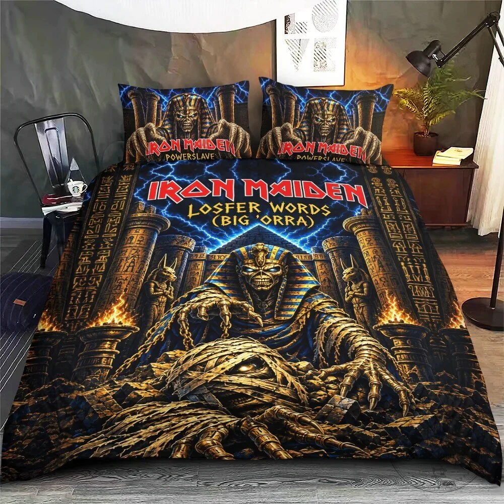 Iron Maiden Powerslave Eddie The Mummy Heavy Metal Band Bedding Set