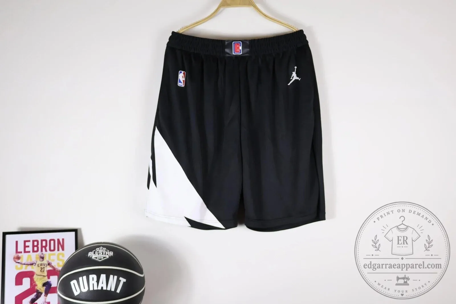 Los Angeles Clippers NBA Basketball Team Black and White Fan Shorts