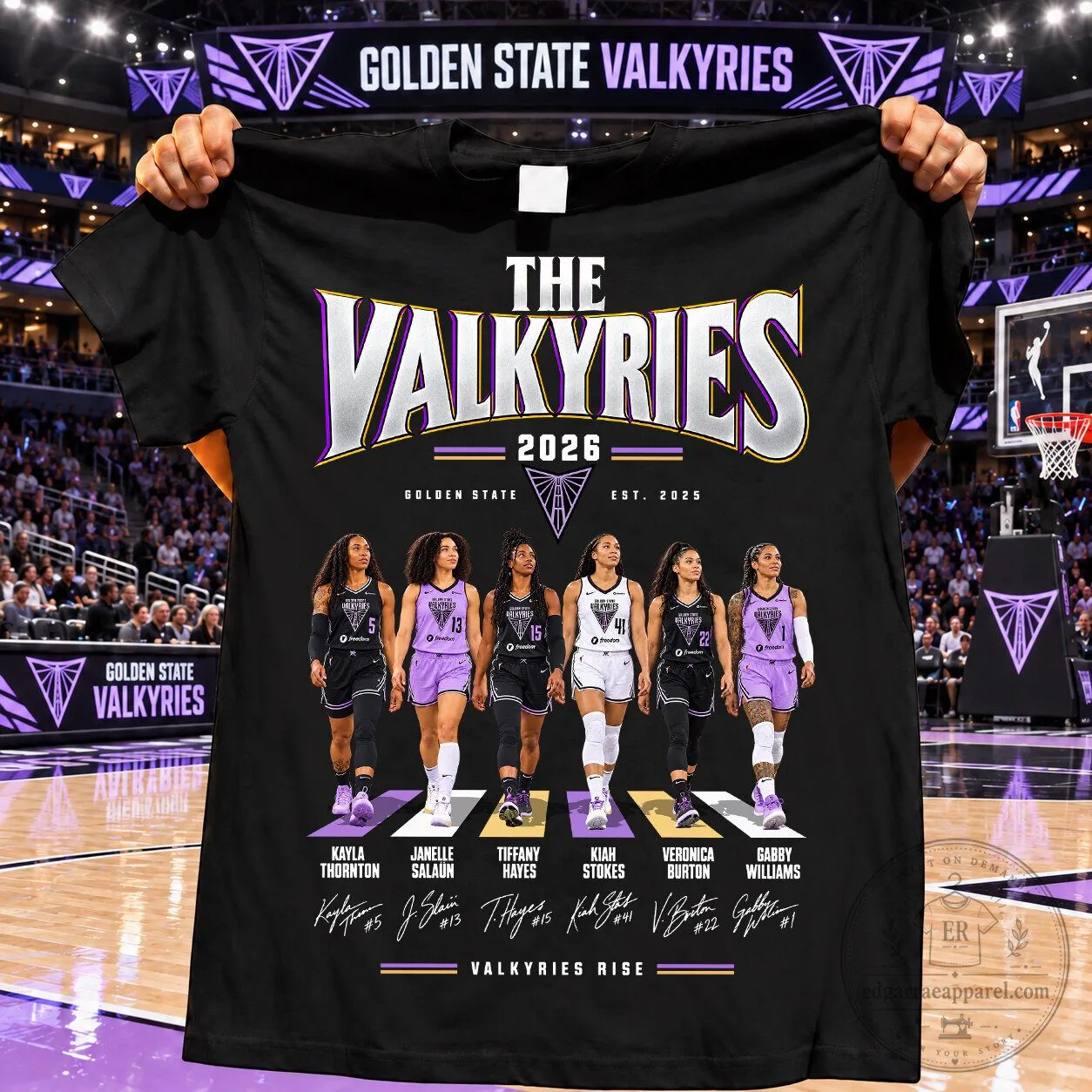 Golden State Valkyries WNBA Basketball Team Roster Black T-Shirt