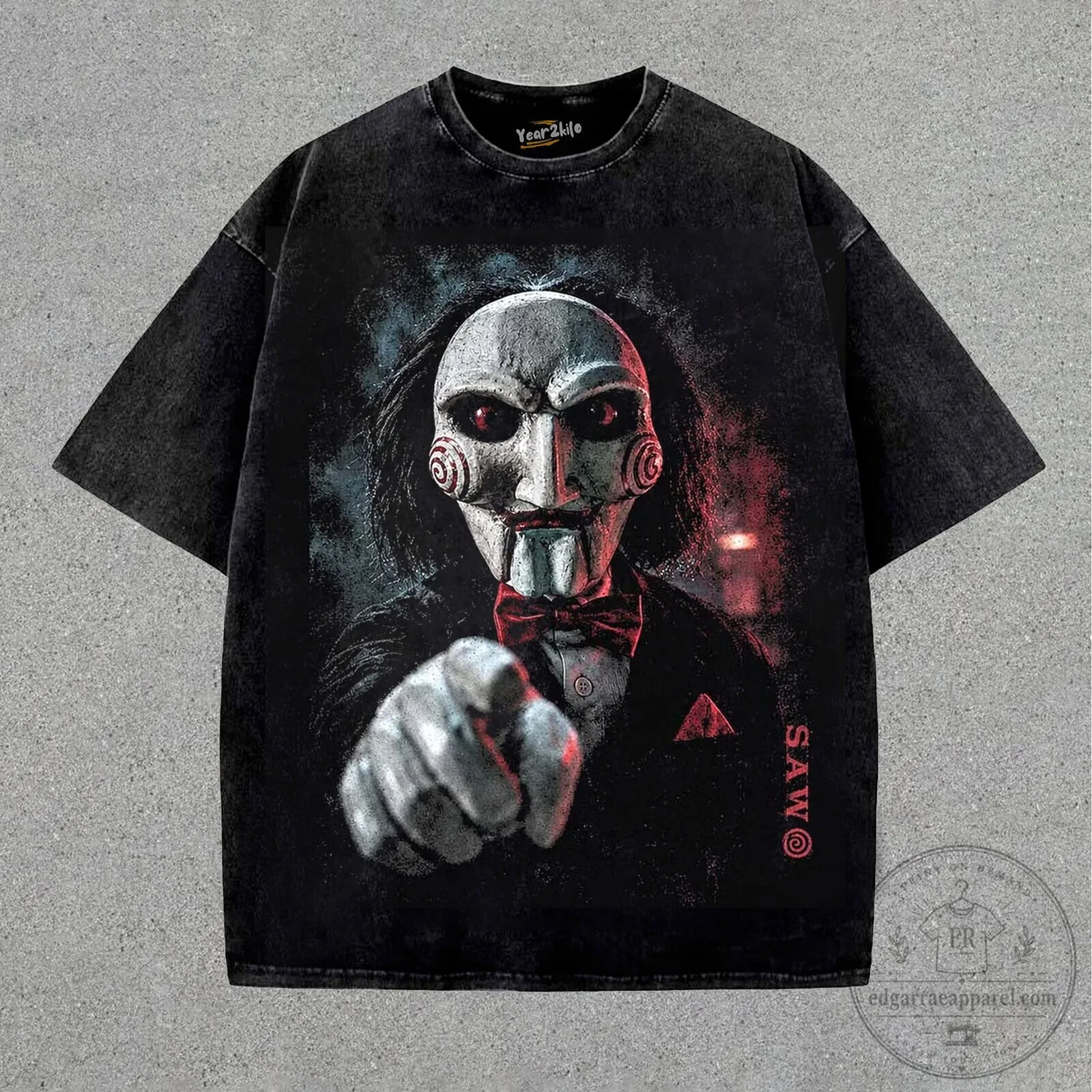 Saw Movie Billy the Puppet Jigsaw Horror Film Black Graphic T-Shirt