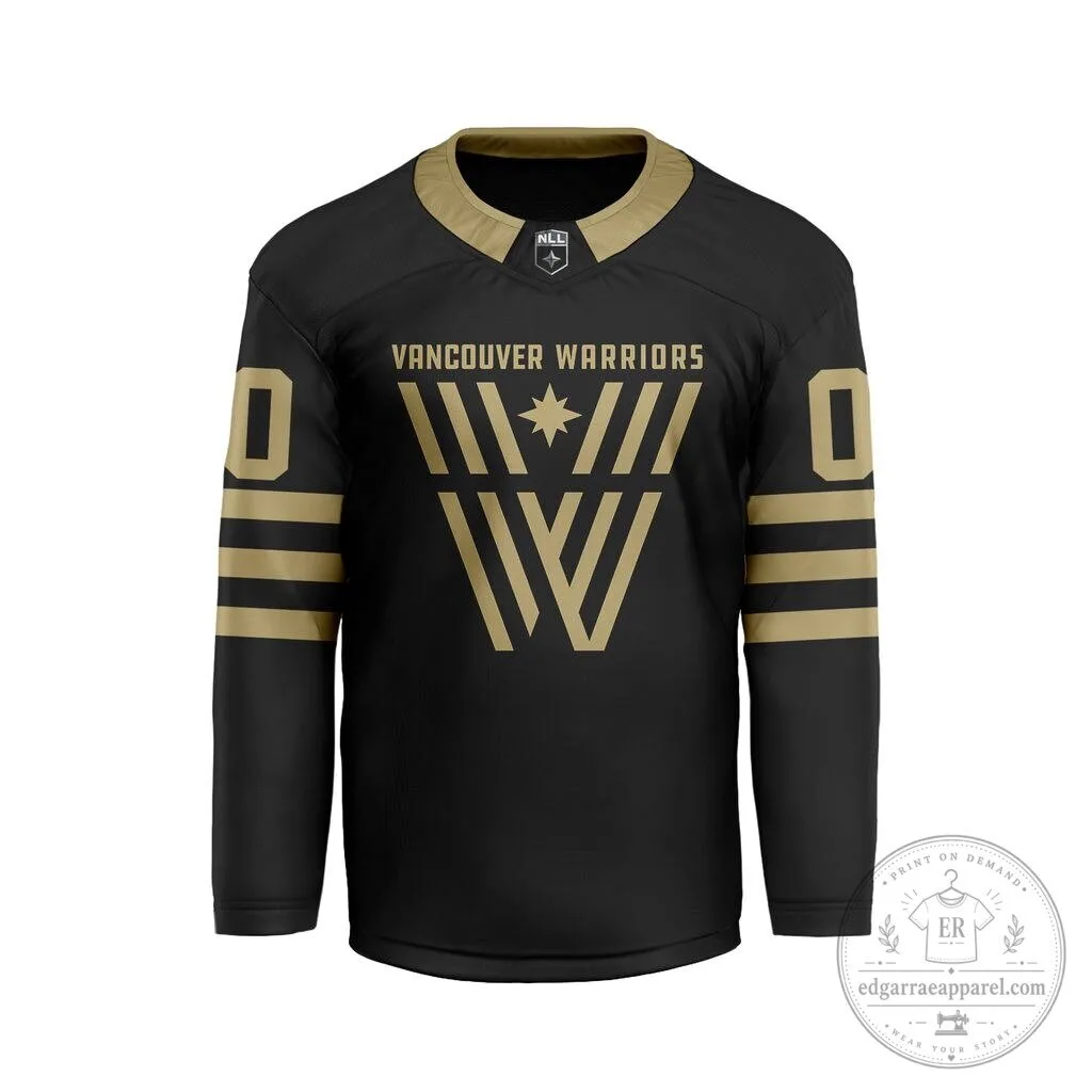 Vancouver Warriors National Lacrosse League Black and Gold Hockey Jersey 2 Vancouver Warriors National Lacrosse League Black and Gold Hockey Jersey