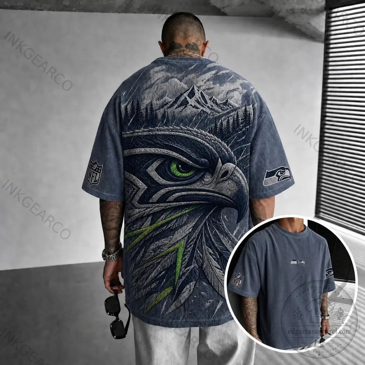 Seattle Seahawks NFL Football Team Logo Graphic Print Short Sleeve T-Shirt