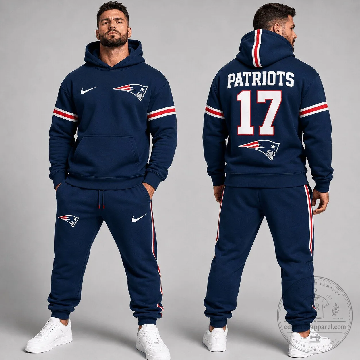 New England Patriots Custom Number Hoodie for Men and Women