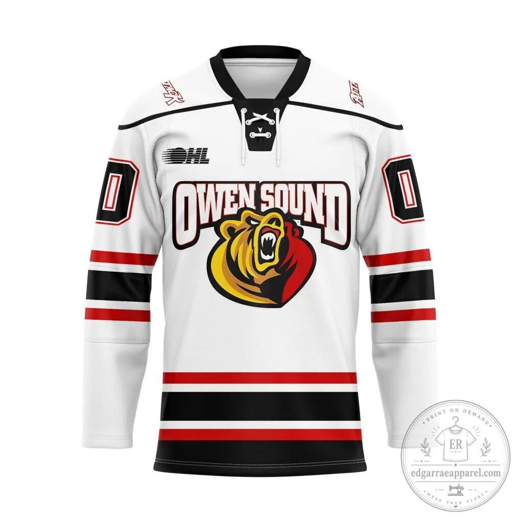 Owen Sound Attack Personalized White Hockey Jersey