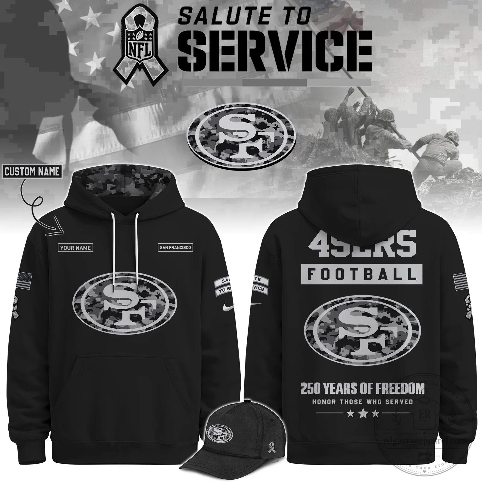 San Francisco 49ers Salute To Service Football Hoodie