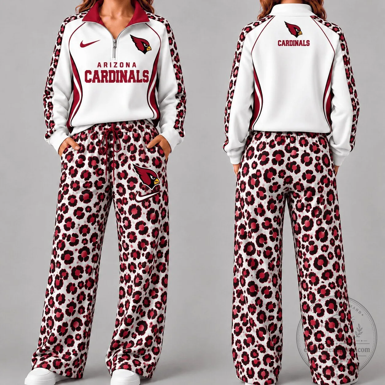 Arizona Cardinals Women's Leopard Print Quarter-Zip Pullover and Pants Set