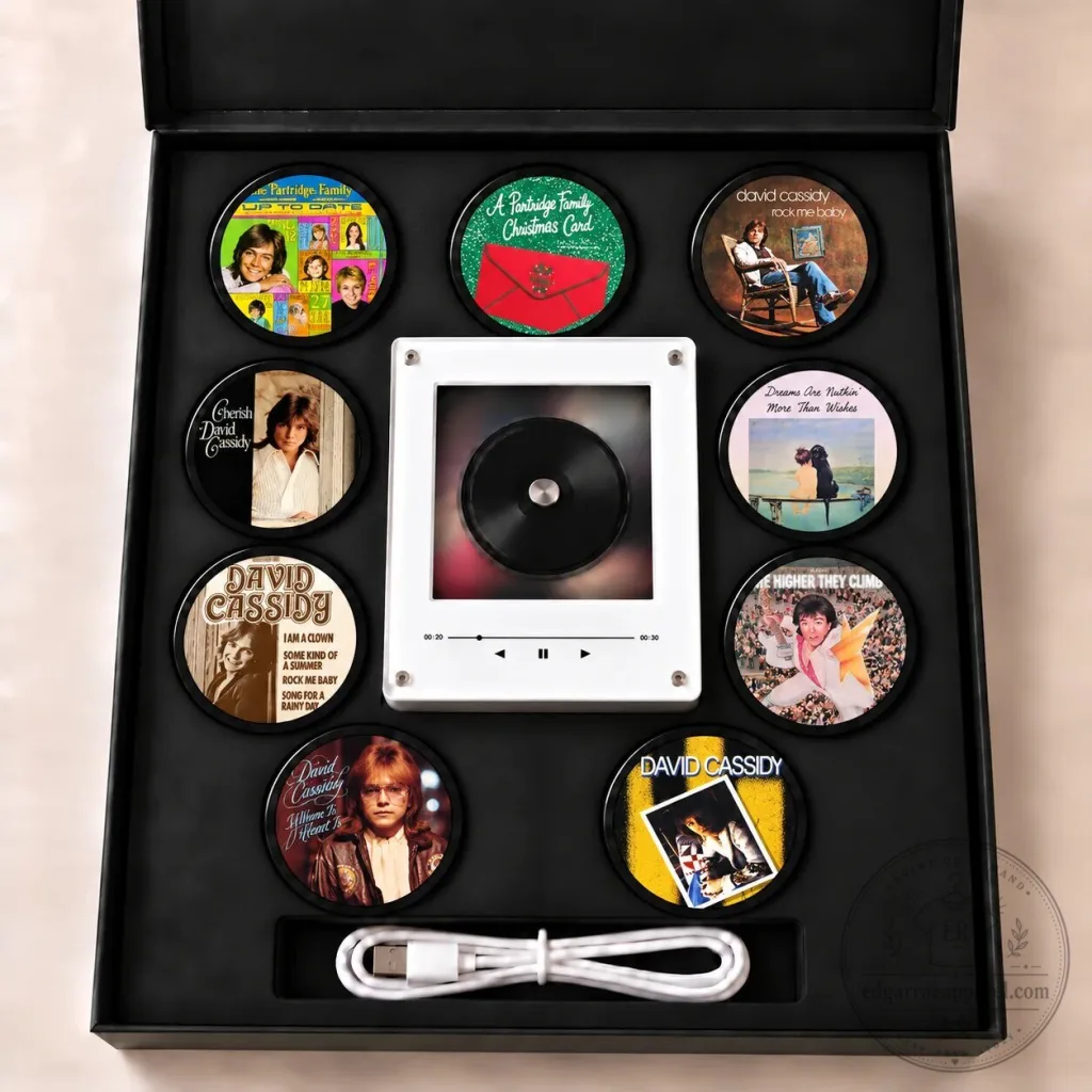 David Cassidy Album Cover Mini CD Player Light with 10 Album Art Discs David Cassidy Album Cover Mini CD Player Light with 10 Album Art Discs