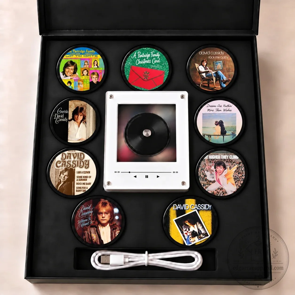David Cassidy Album Cover Mini CD Player Light with 10 Album Art Discs