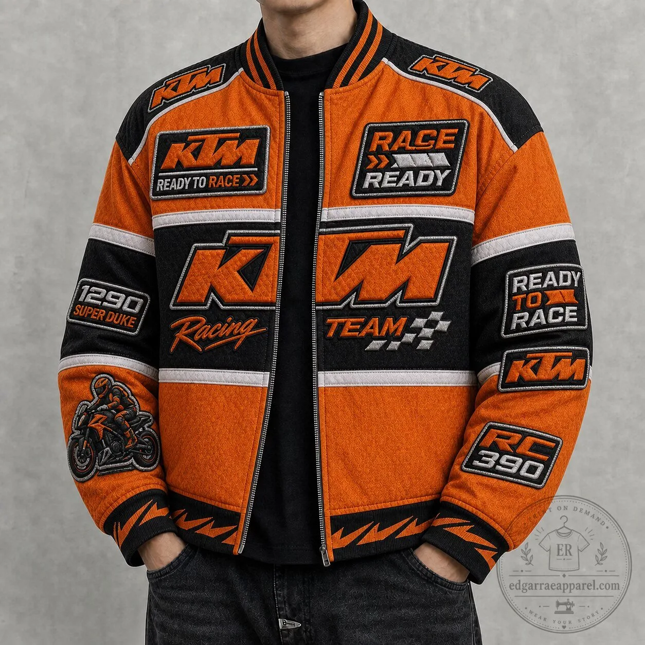 KTM Racing Team Ready To Race Super Duke Motorcycle Bomber Jacket
