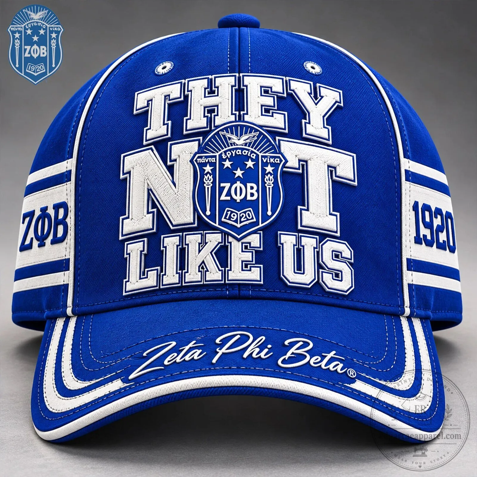Zeta Phi Beta Sorority They Not Like Us Blue and White Baseball Cap Hat
