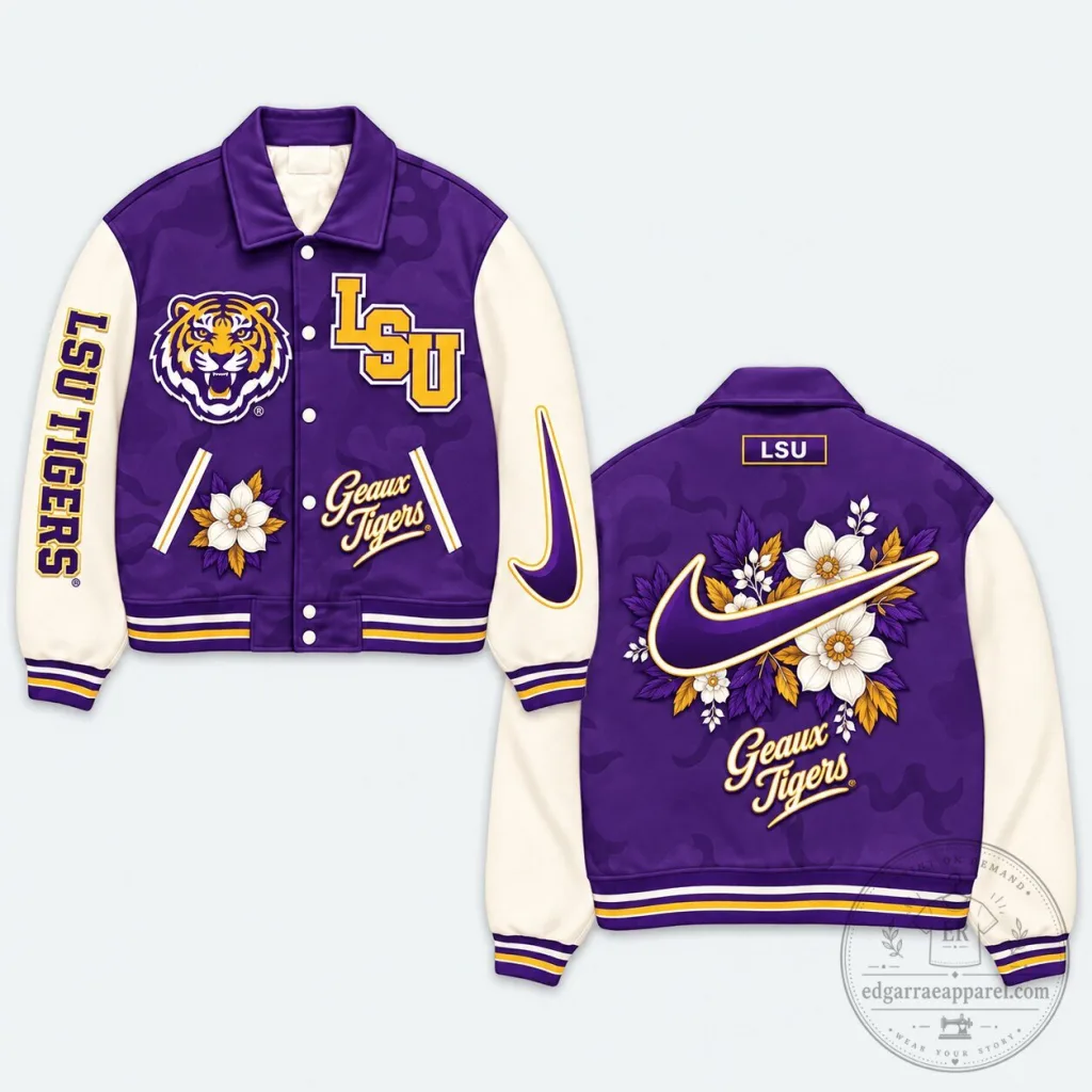 Purple and Gold Varsity Jacket for LSU Tigers Purple and Gold Varsity Jacket for LSU Tigers