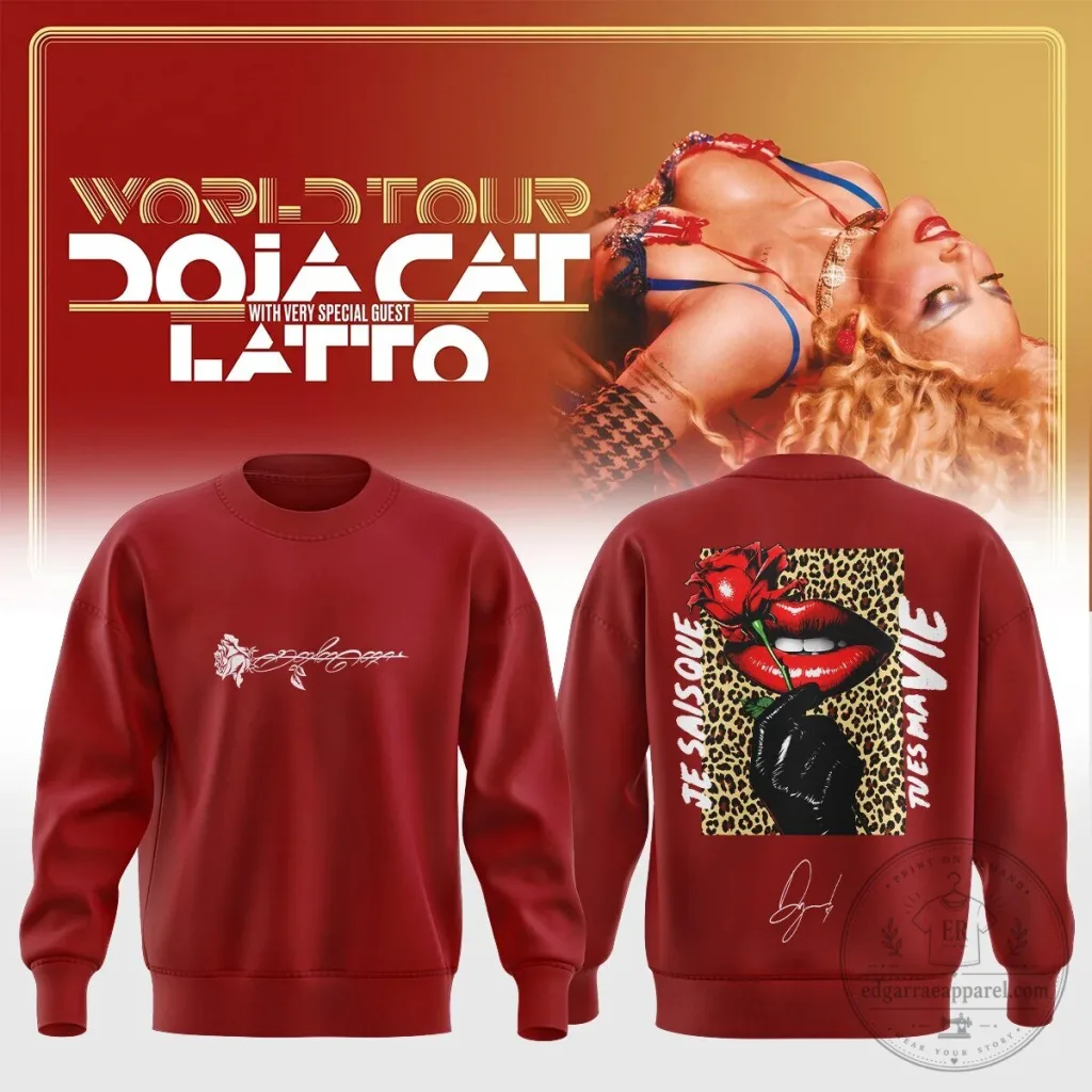Doja Cat World Tour Latto Je Sais Que Tu Es Ma Vie Sweatshirt Doja Cat World Tour Latto Je Sais Que Tu Es Ma Vie Sweatshirt