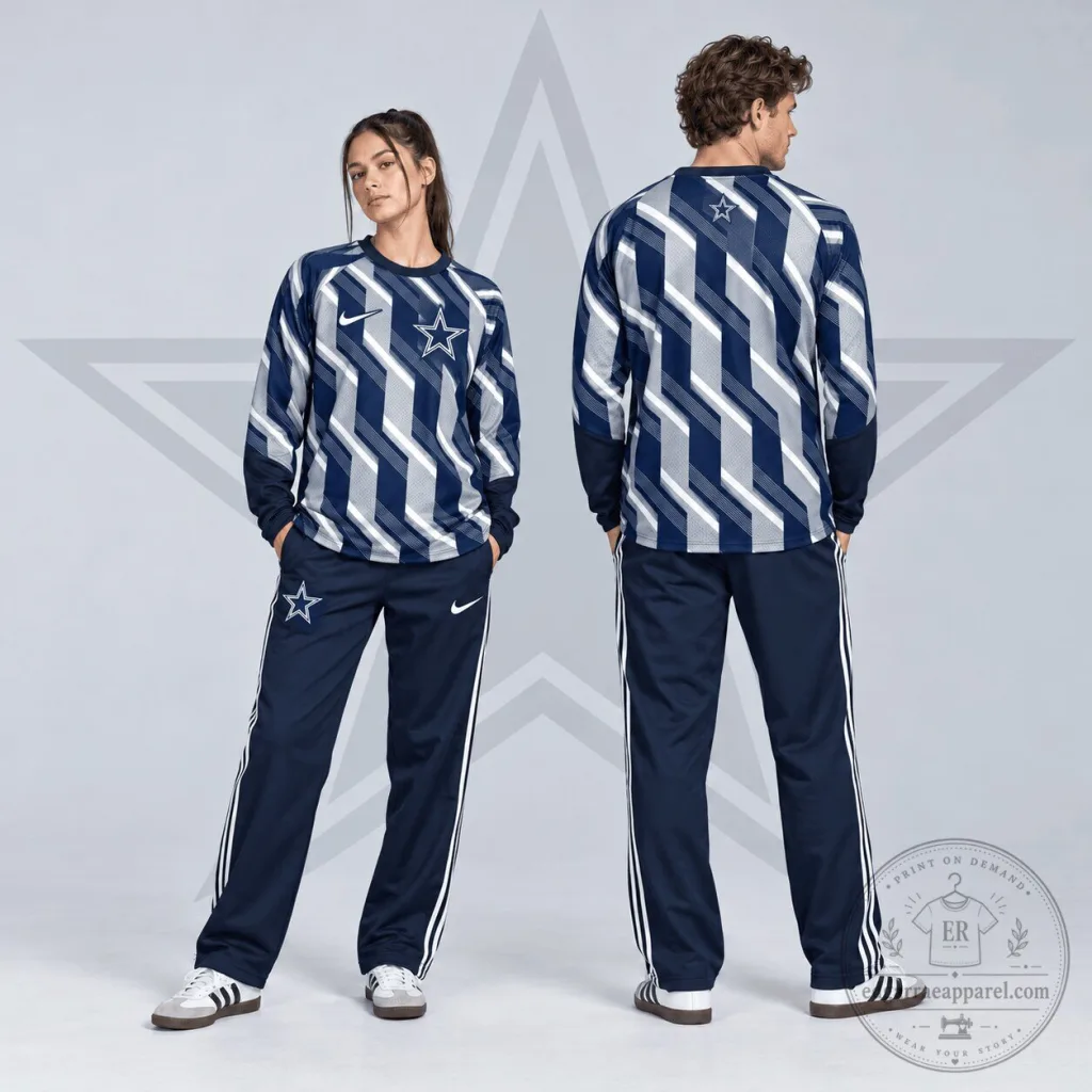 Dallas Cowboys Diagonal Stripe Long Sleeve Crewneck Shirt Dallas Cowboys Diagonal Stripe Long Sleeve Crewneck Shirt