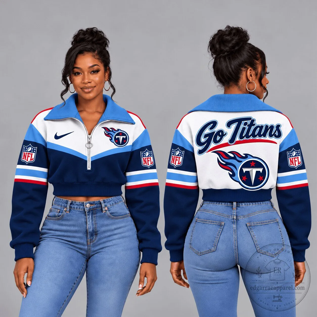 Tennessee Titans NFL Forever Loyal Game Day Cropped Quarter-Zip Sweatshirt