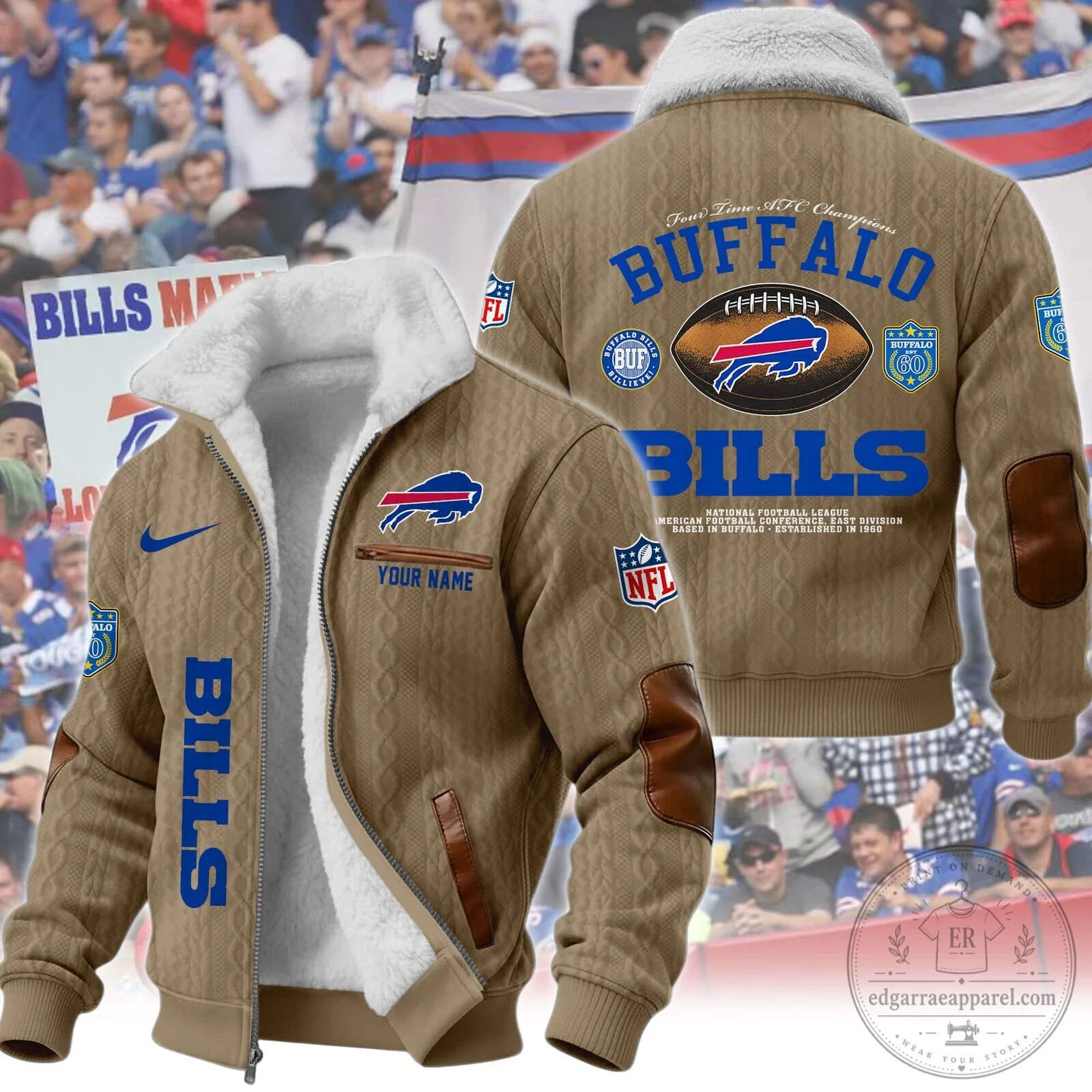 Buffalo Bills Four Time AFC Champions Winter Fleece Jacket 18 Buffalo Bills Four Time AFC Champions Winter Fleece Jacket