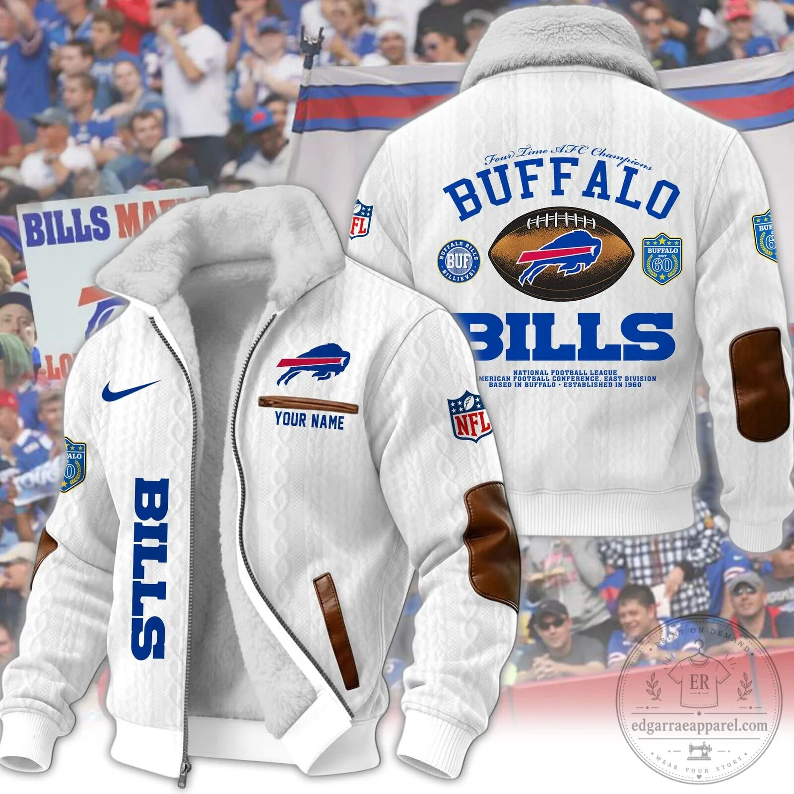 Buffalo Bills Four Time AFC Champions Winter Fleece Jacket 19 Buffalo Bills Four Time AFC Champions Winter Fleece Jacket