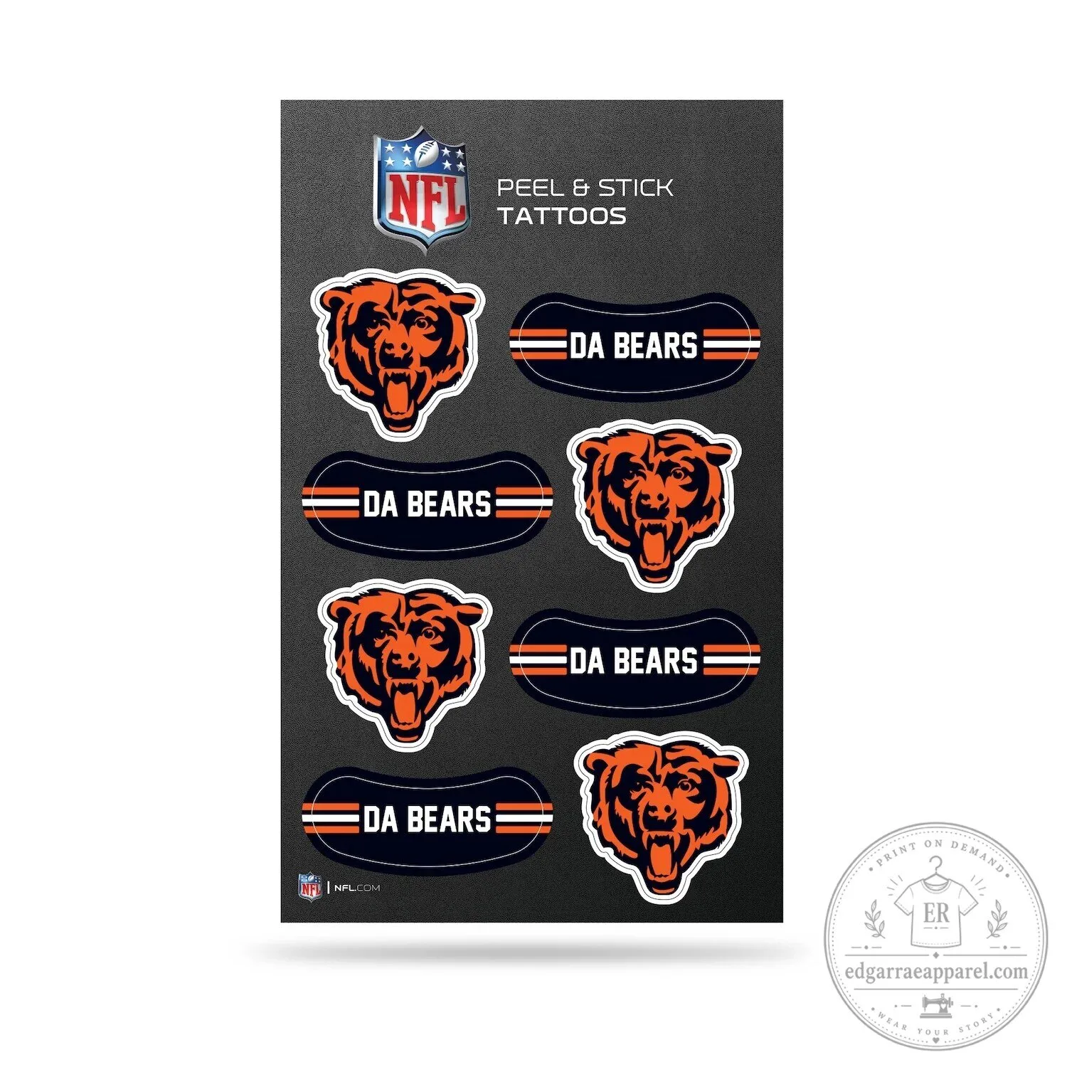 Chicago Bears National Football League Temporary Peel And Stick Tattoos