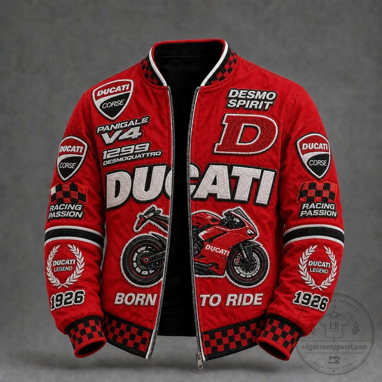 Ducati Panigale V4 1299 Desmoquattro Motorcycle Racing Bomber Jacket