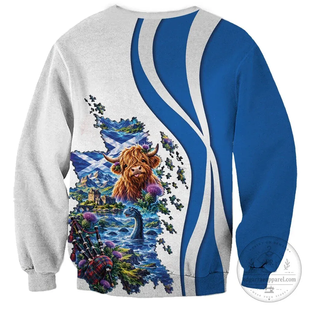 Scotland National Flag and Map Highland Cow Sweatshirt 5 Scotland National Flag and Map Highland Cow Sweatshirt