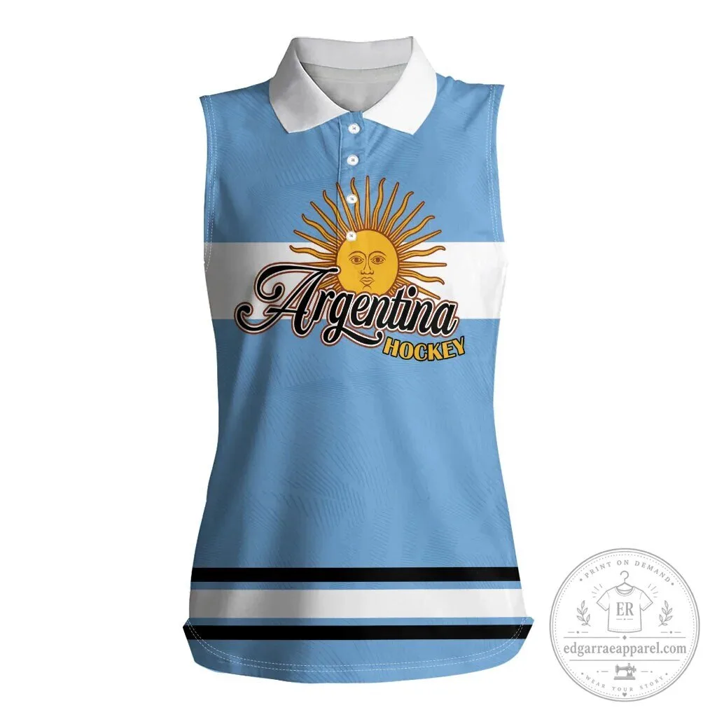 Argentina Hockey Women's Sleeveless Polo Shirt Los Leones Go Champions