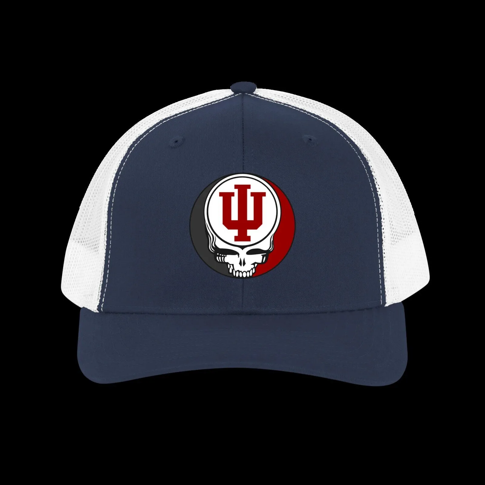 Indiana University Grateful Dead Steal Your Face Trucker Cap Hat 8 Indiana University Grateful Dead Steal Your Face Trucker Cap Hat