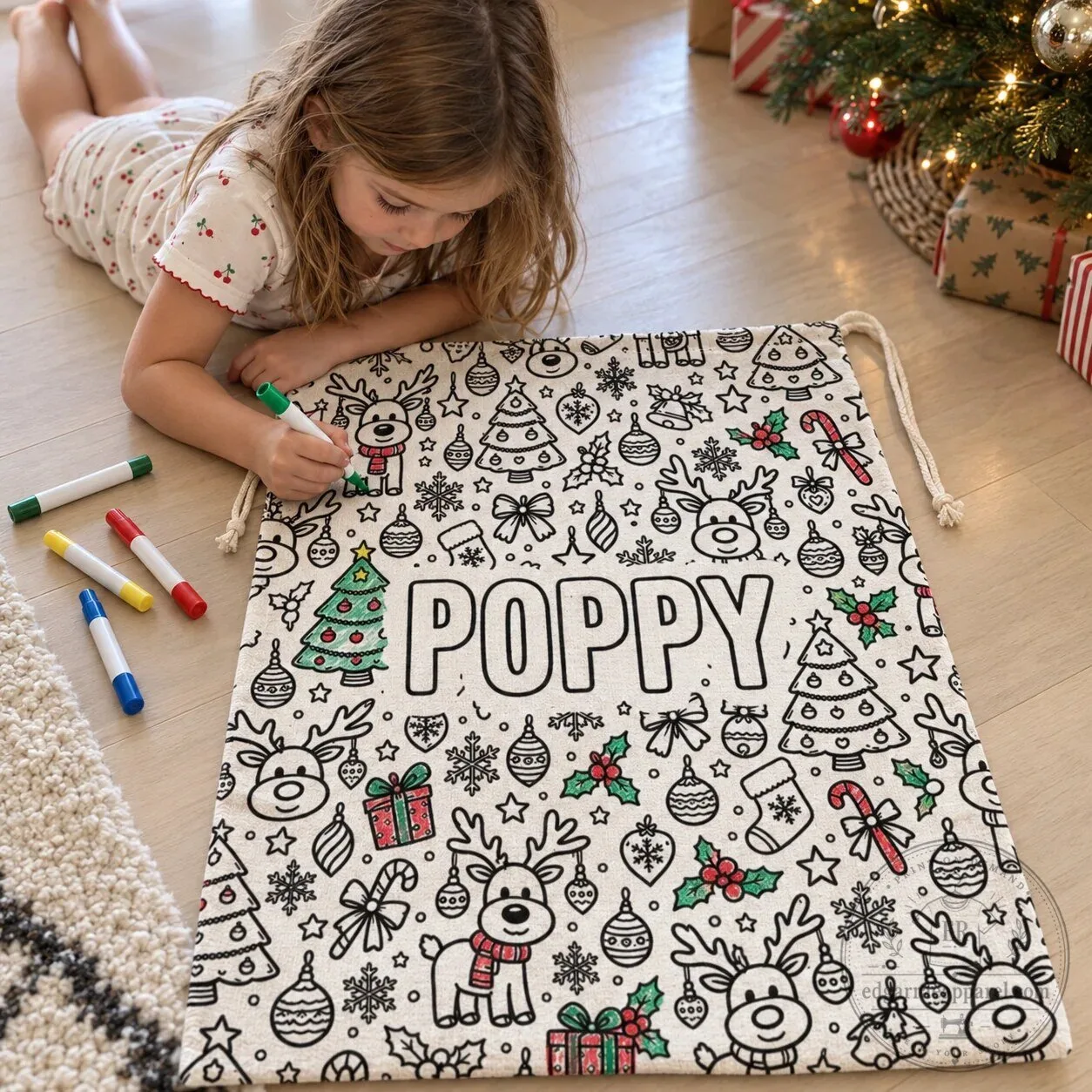 Personalized Christmas Coloring Santa Sack for Kids Holiday Gift Bag 15 Personalized Christmas Coloring Santa Sack for Kids Holiday Gift Bag