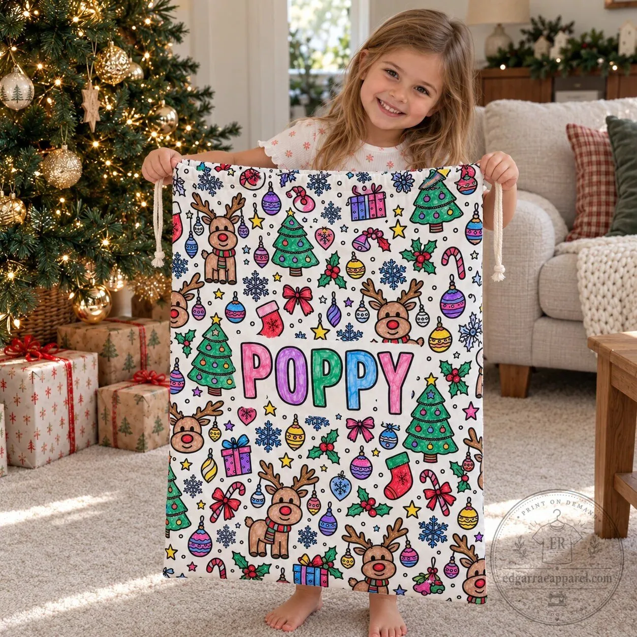Personalized Christmas Coloring Santa Sack for Kids Holiday Gift Bag 16 Personalized Christmas Coloring Santa Sack for Kids Holiday Gift Bag
