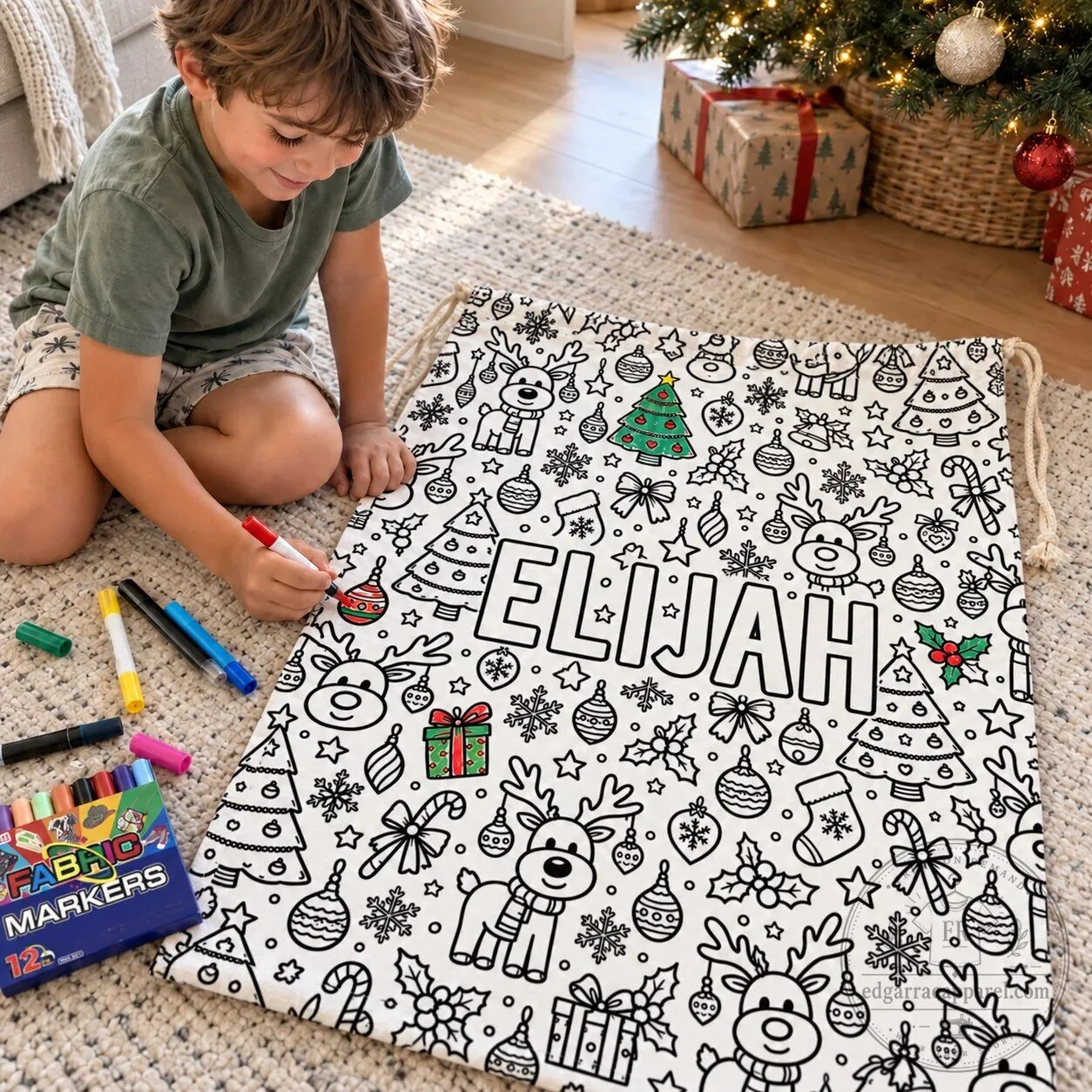 Personalized Christmas Coloring Santa Sack for Kids Holiday Gift Bag 21 Personalized Christmas Coloring Santa Sack for Kids Holiday Gift Bag