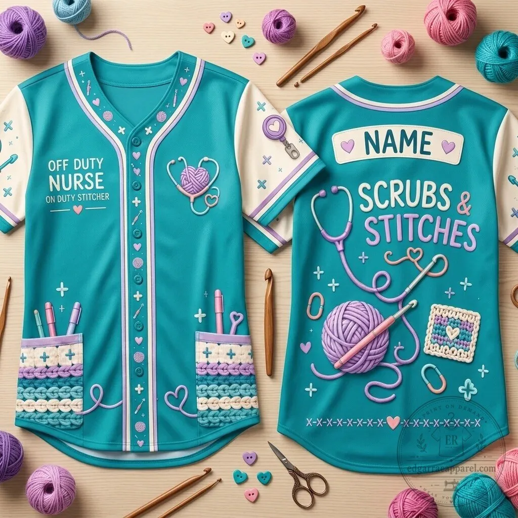 Off Duty Nurse On Duty Stitcher Crochet Baseball Jersey