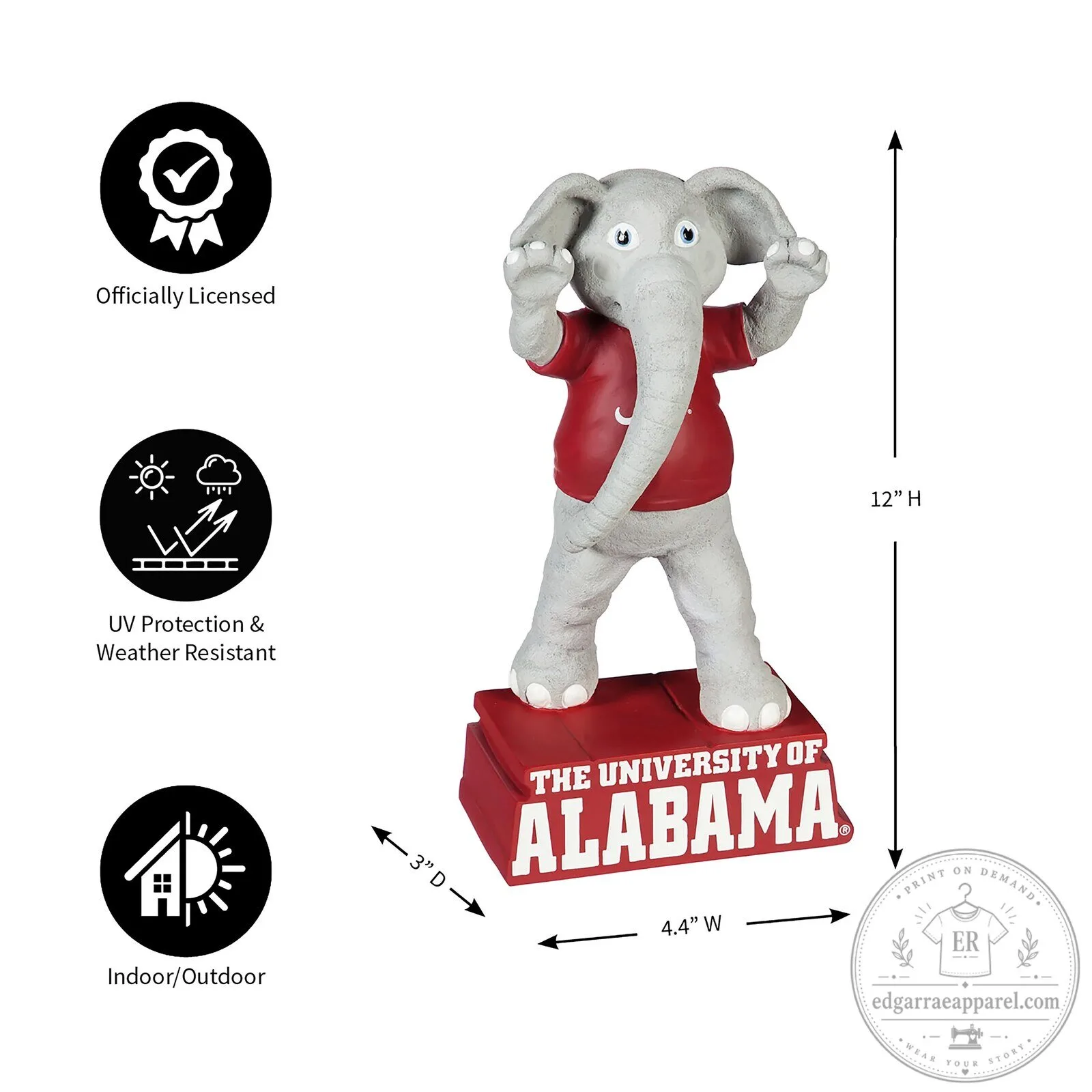 University of Alabama Crimson Tide Elephant Mascot Statue Figurine 12 University of Alabama Crimson Tide Elephant Mascot Statue Figurine
