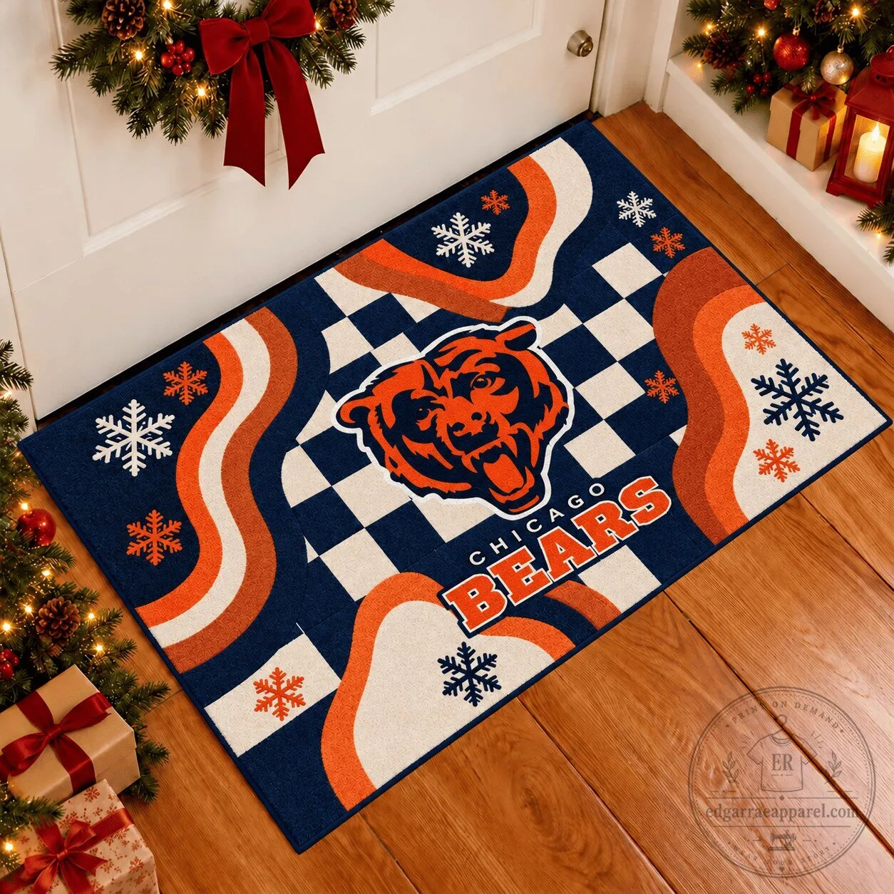 Chicago Bears NFL Football Christmas Holiday Doormat