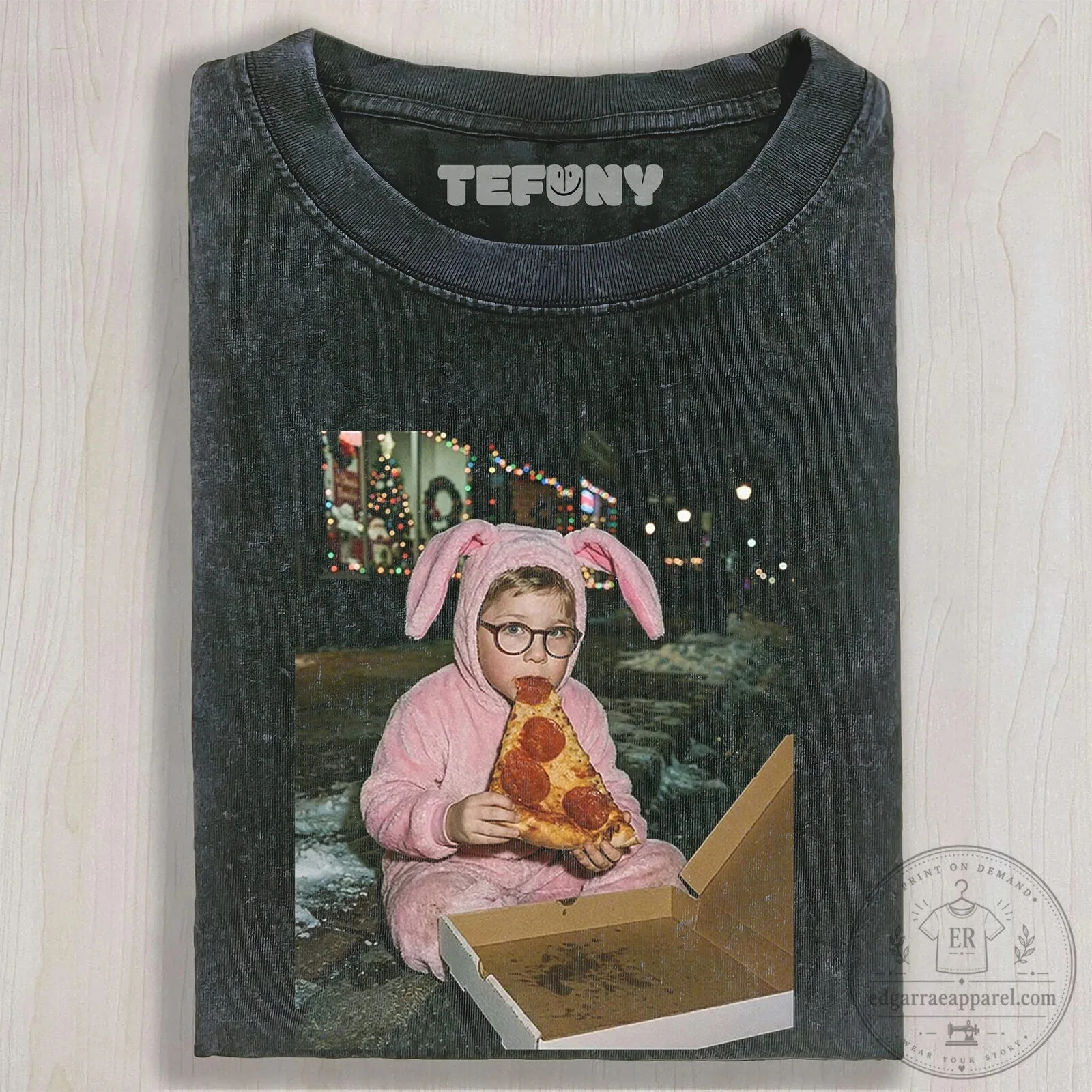 A Christmas Story Ralphie Bunny Suit Pizza Funny Holiday T-Shirt