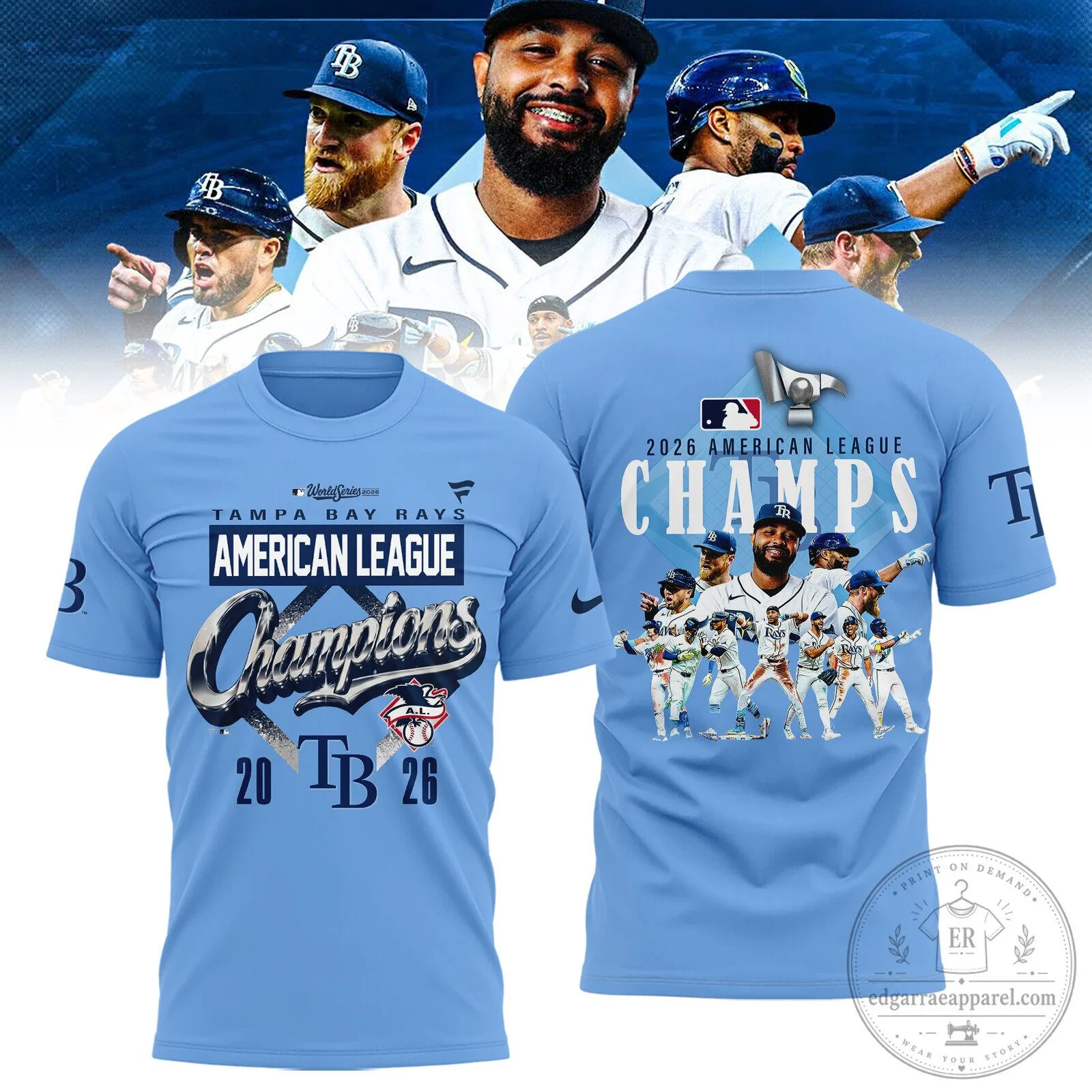 2026 Baseball Fan T-Shirt for Tampa Bay Rays American League Champions