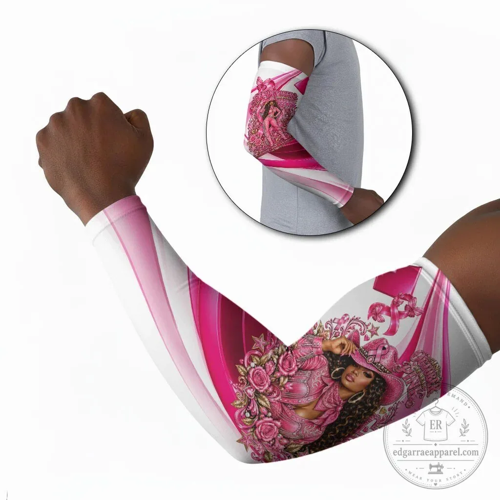 Western Wear Cowgirl Breast Cancer Awareness Pink Ribbon Arm Sleeves
