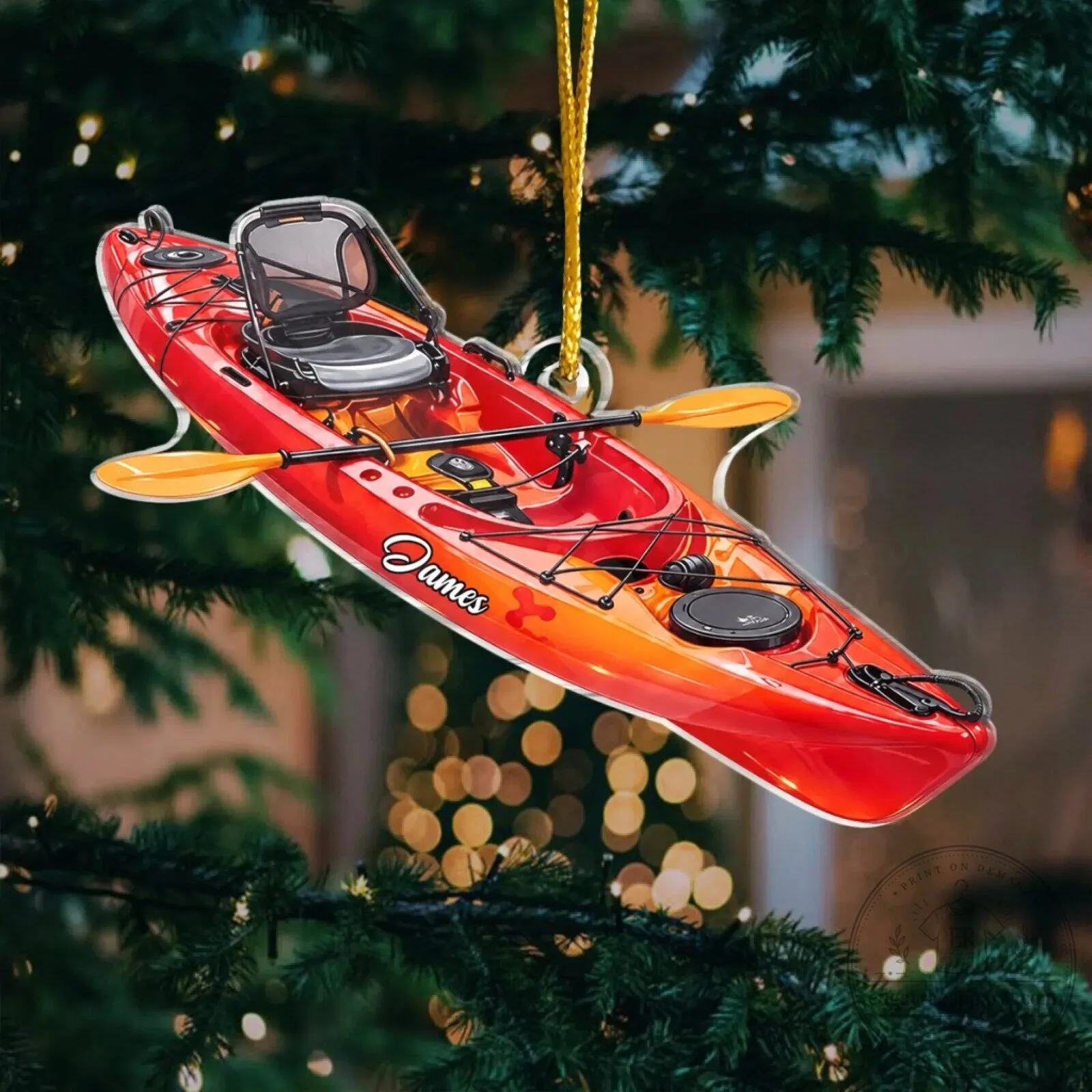 Personalized Kayak Christmas Tree Ornament