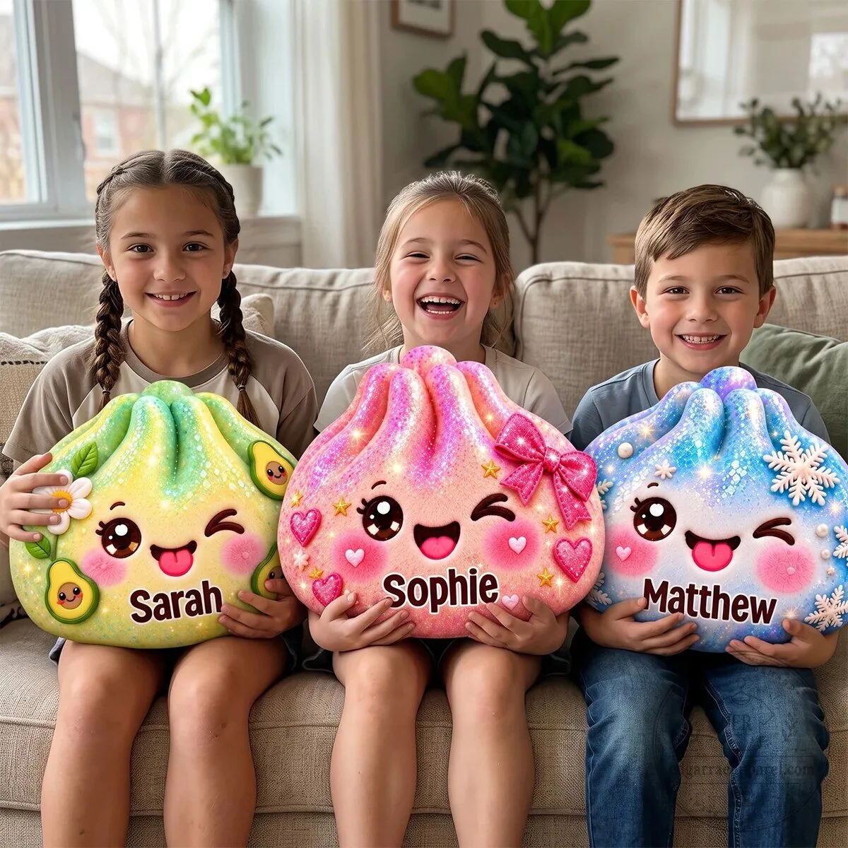 Personalized Cute Dumpling Shaped Plush Pillow with Custom Name