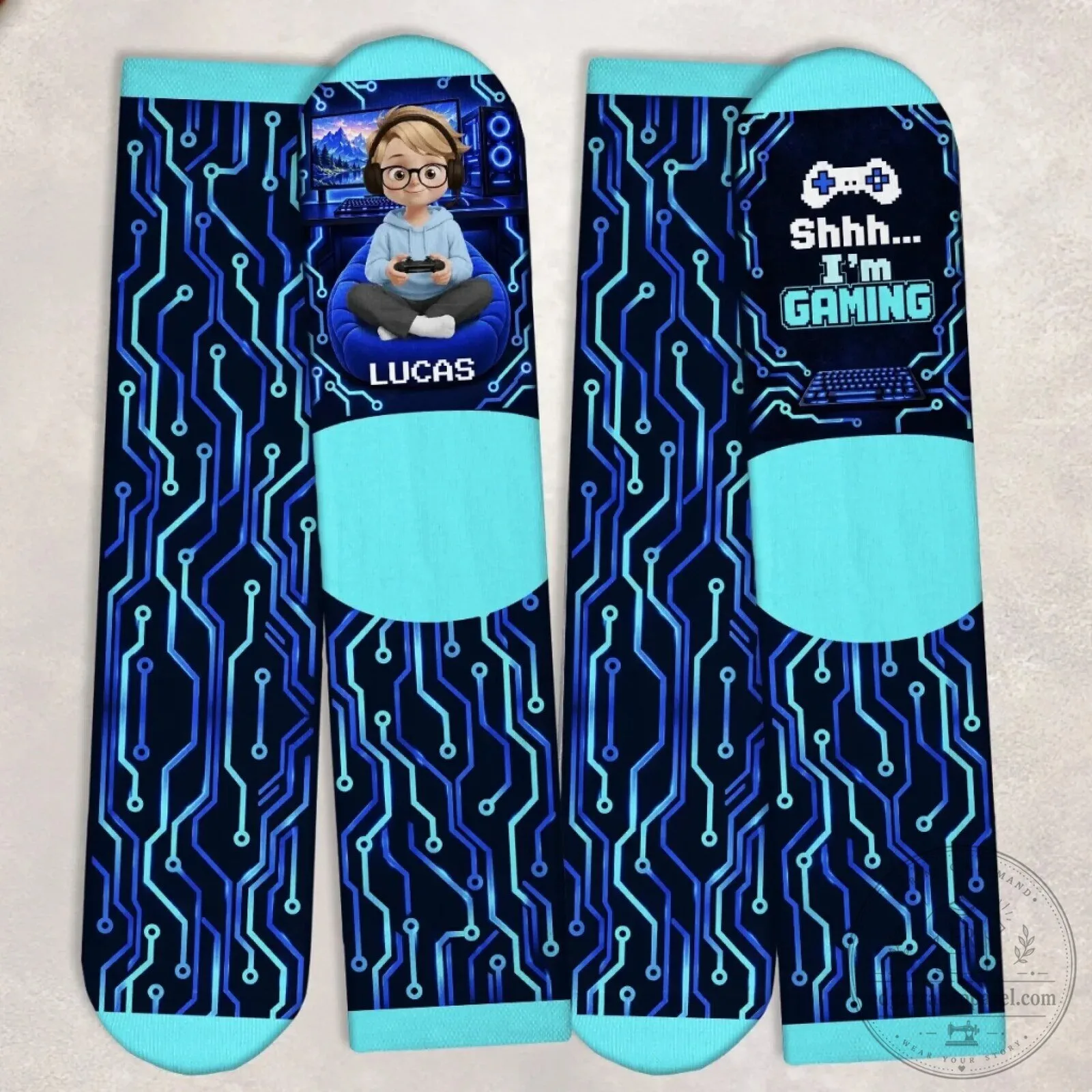 Personalized Gaming Boy Shhh I'm Gaming Custom Name Socks 11 Personalized Gaming Boy Shhh I