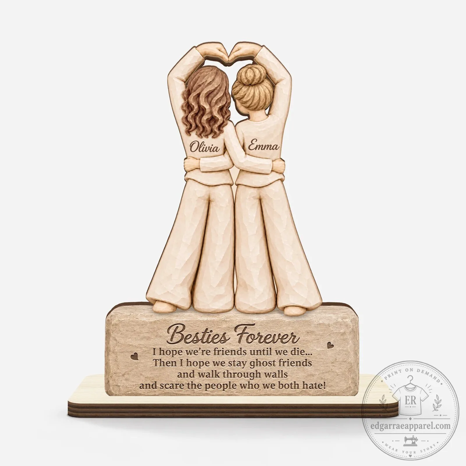 Personalized Best Friends Forever Wooden Plaque with Custom Names and Quote