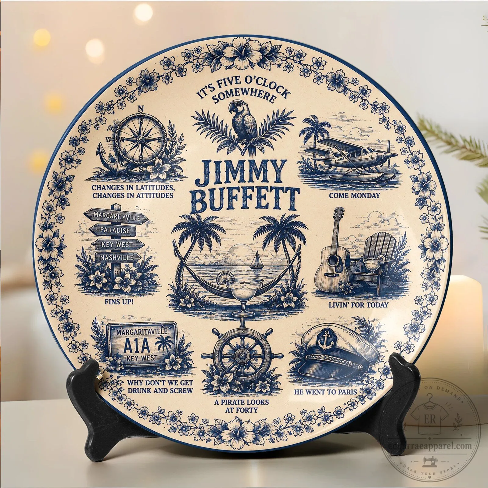 Jimmy Buffett It's Five O'Clock Somewhere Decorative Ceramic Plate