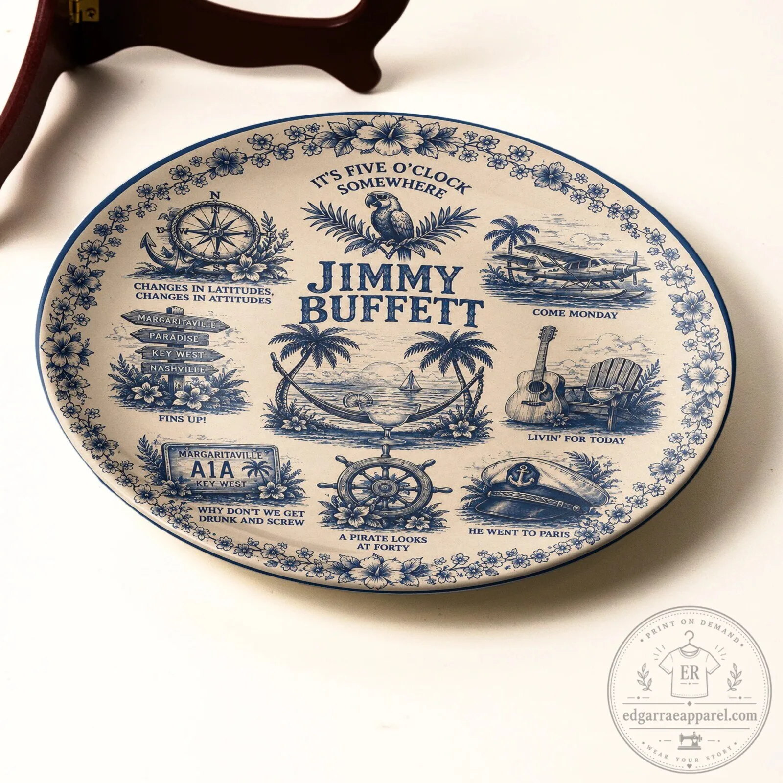 Jimmy Buffett It's Five O'Clock Somewhere Decorative Ceramic Plate 8 Jimmy Buffett It