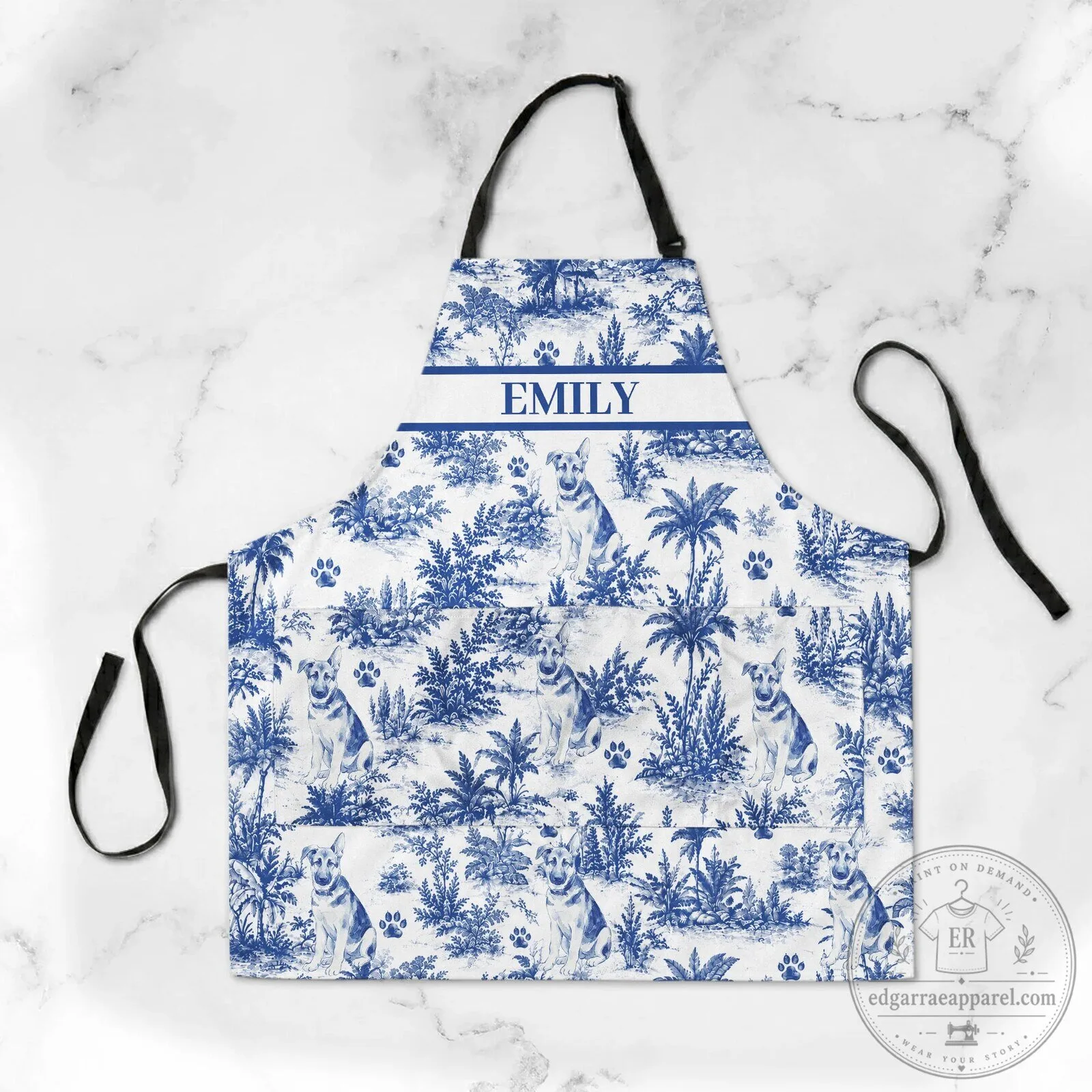 Personalized Pet Portrait Toile De Jouy Pattern Custom Name Apron 8 Personalized Pet Portrait Toile De Jouy Pattern Custom Name Apron