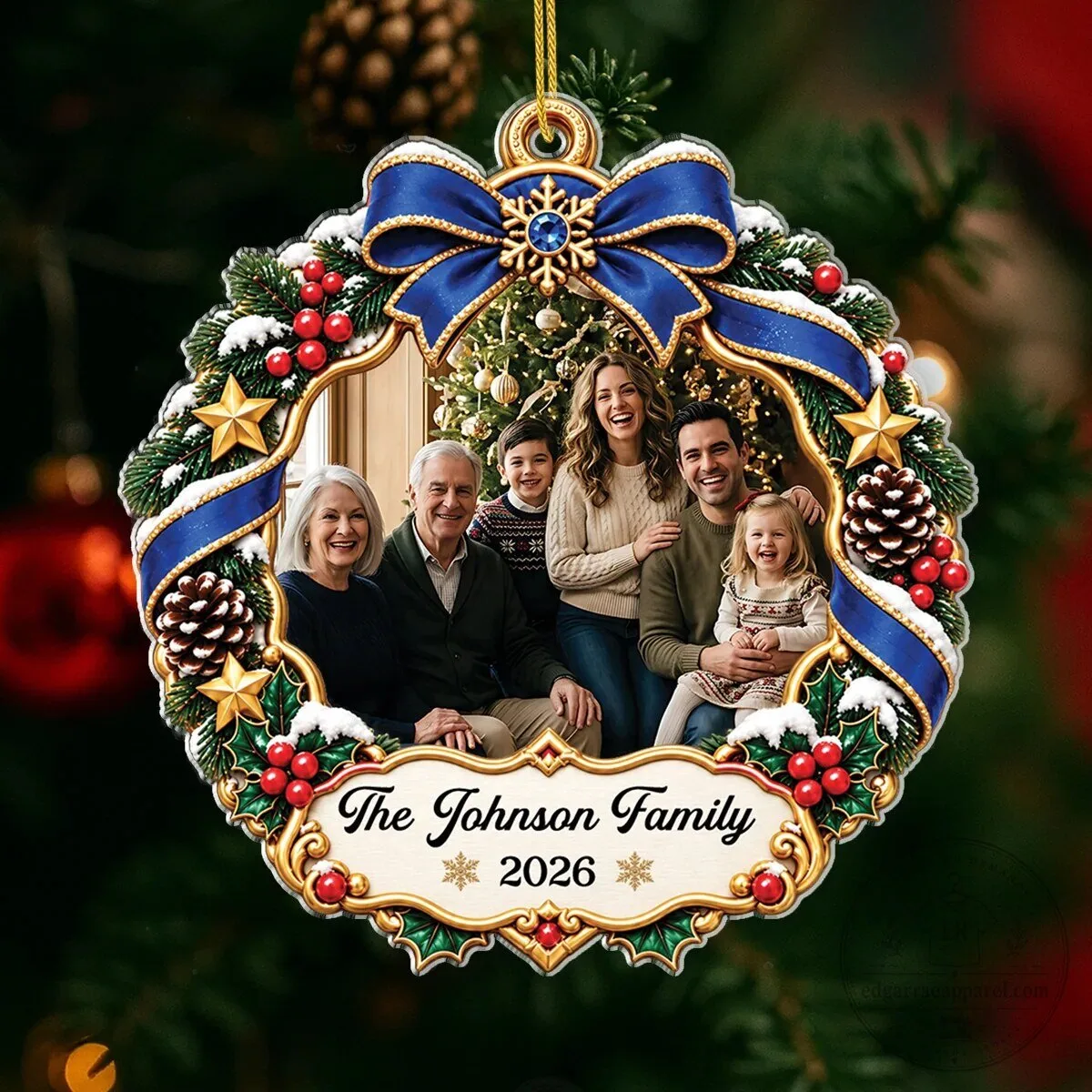 Personalized Family Photo Christmas Wreath Ornament Custom Holiday Keepsake Gift 9 Personalized Family Photo Christmas Wreath Ornament Custom Holiday Keepsake Gift