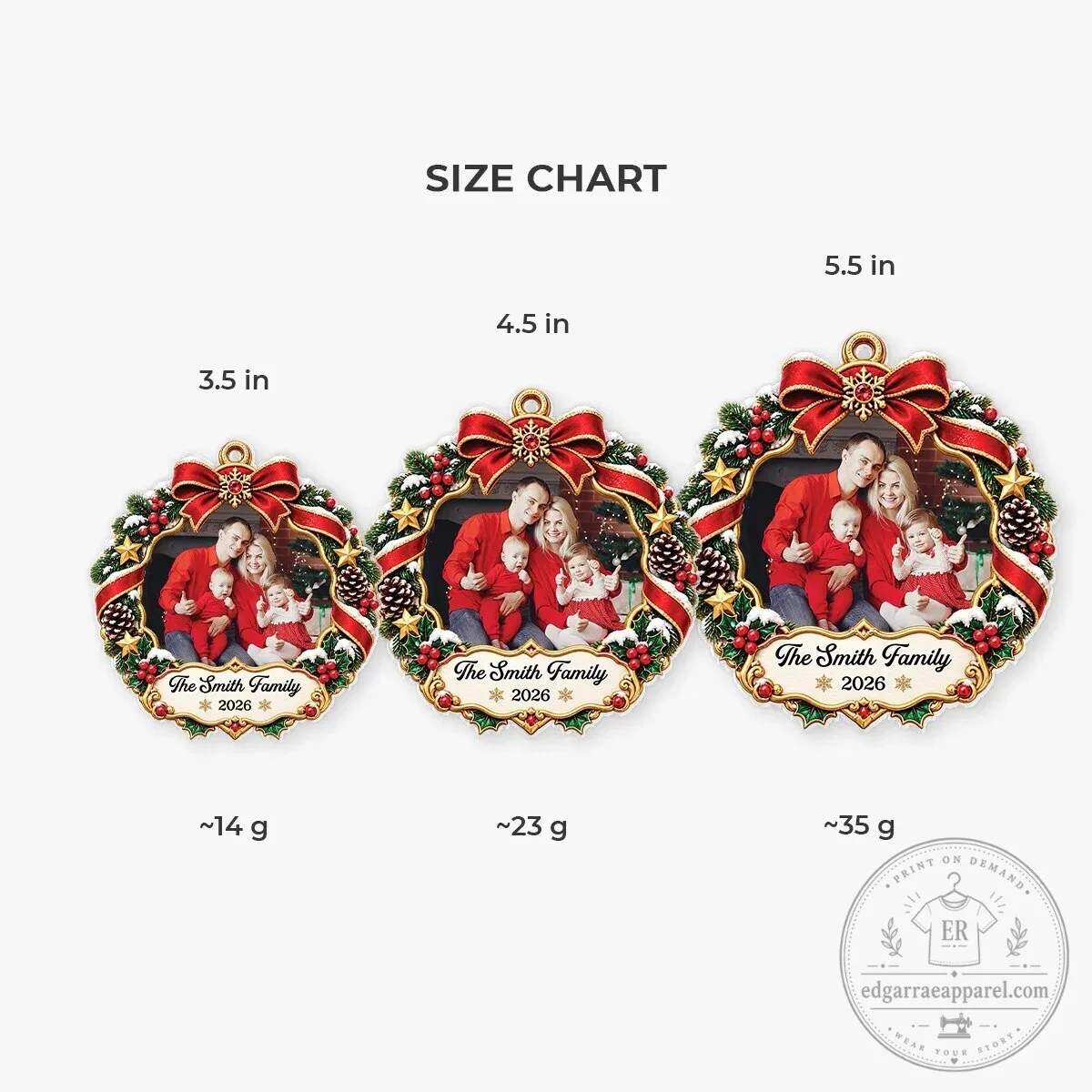 Personalized Family Photo Christmas Wreath Ornament Custom Holiday Keepsake Gift 11 Personalized Family Photo Christmas Wreath Ornament Custom Holiday Keepsake Gift