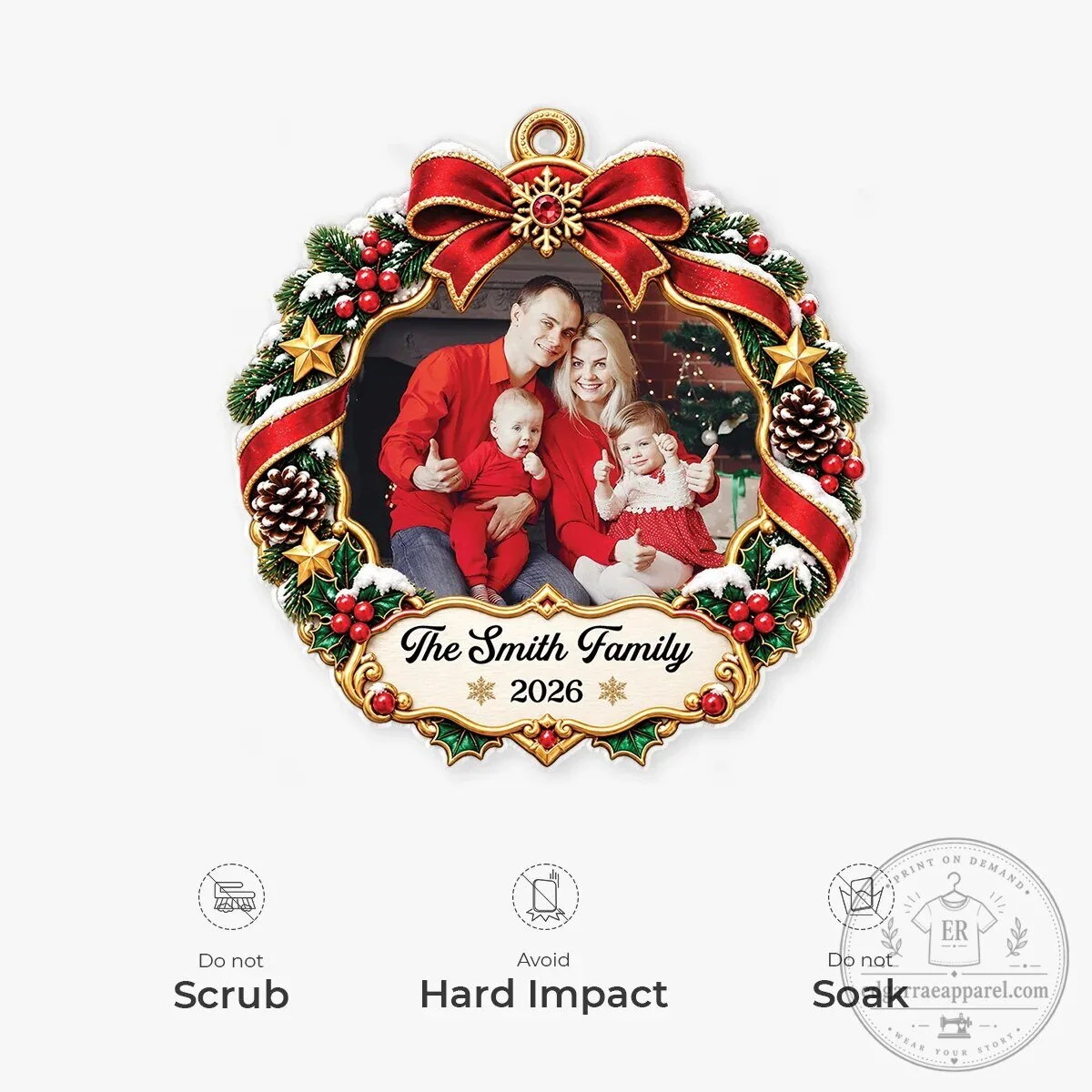 Personalized Family Photo Christmas Wreath Ornament Custom Holiday Keepsake Gift 12 Personalized Family Photo Christmas Wreath Ornament Custom Holiday Keepsake Gift