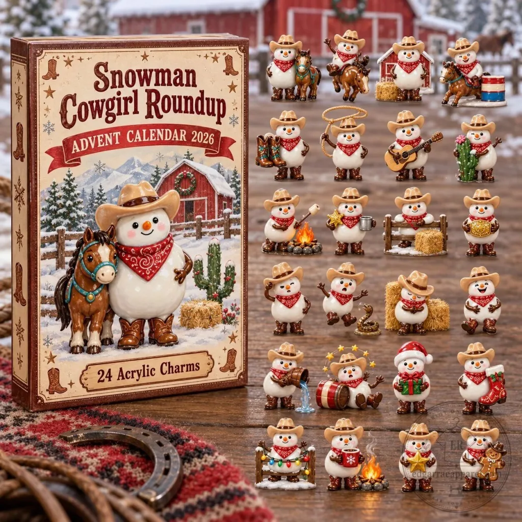 Snowman Cowgirl Roundup Advent Calendar 2026 with 24 Acrylic Charms Blind Box 2D Snowman Cowgirl Roundup Advent Calendar 2026 with 24 Acrylic Charms Blind Box 2D