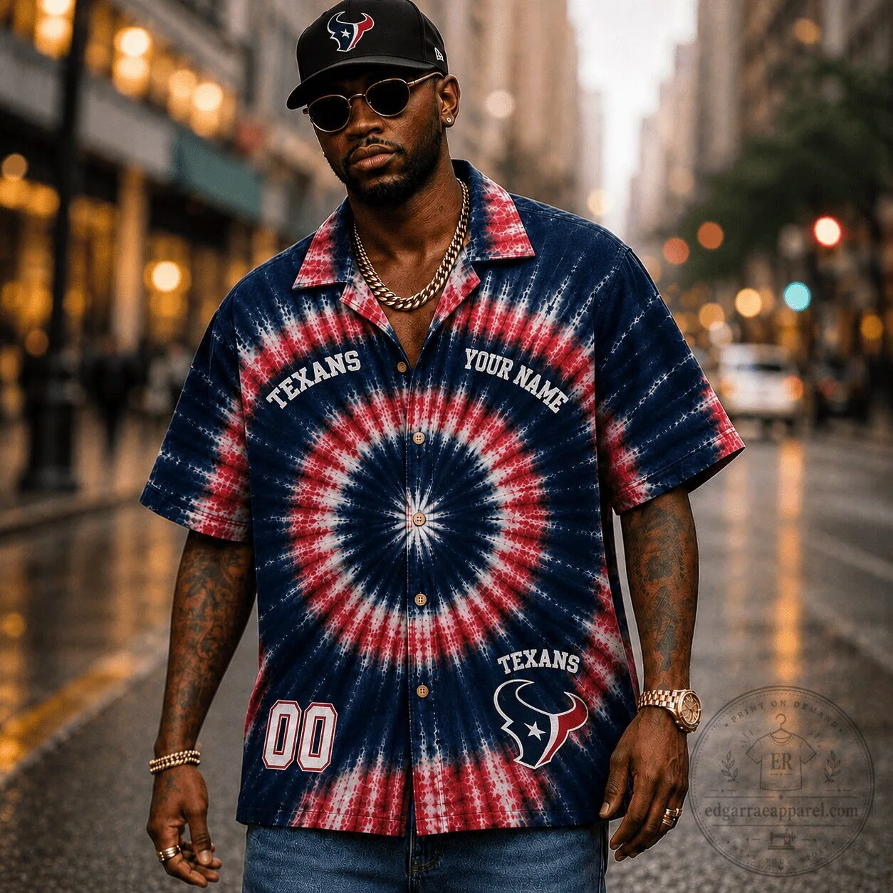 Houston Texans Personalized Tie-Dye Hawaiian Shirt for Men and Women