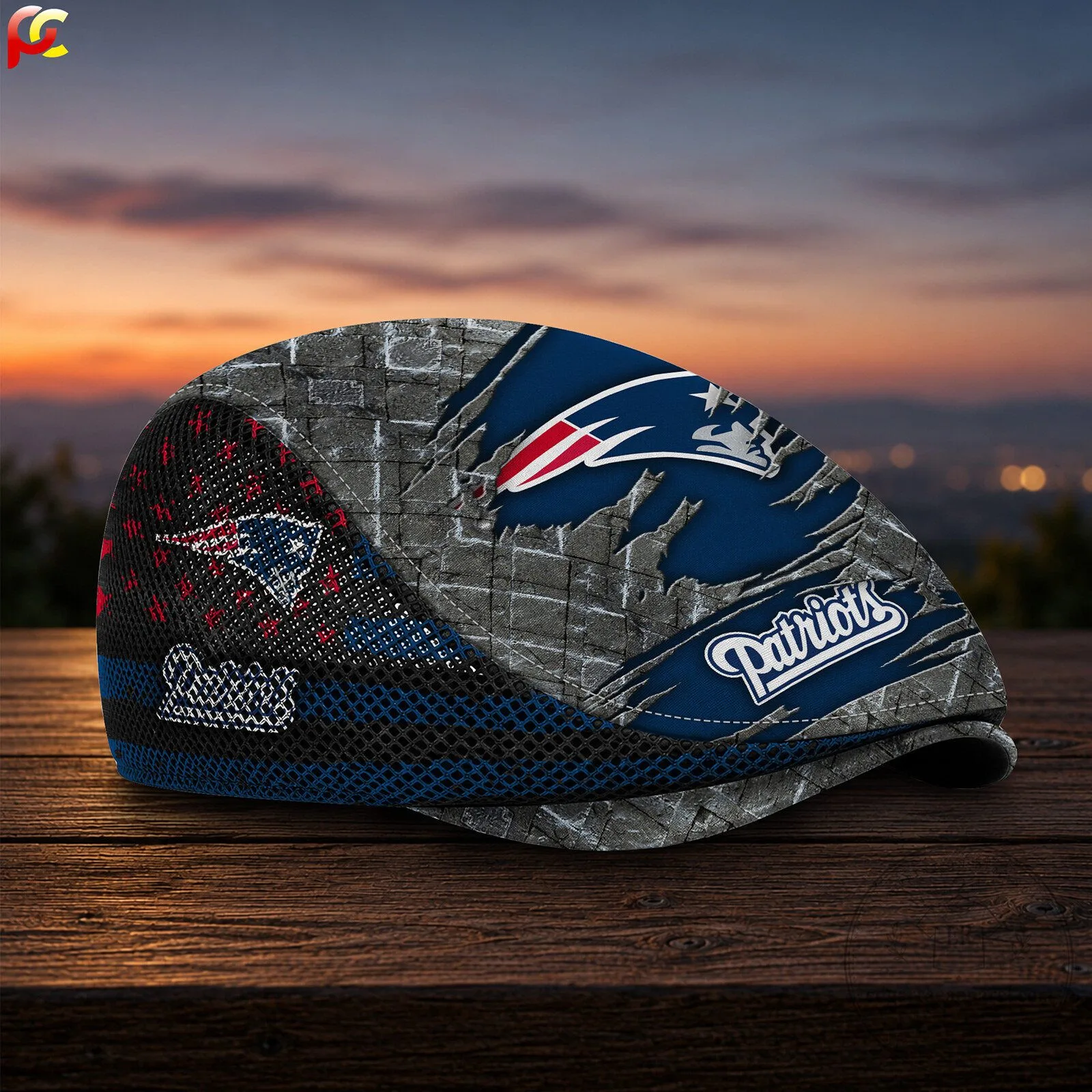 New England Patriots NFL Distressed Logo Golf Flat Cap Hat 7 New England Patriots NFL Distressed Logo Golf Flat Cap Hat